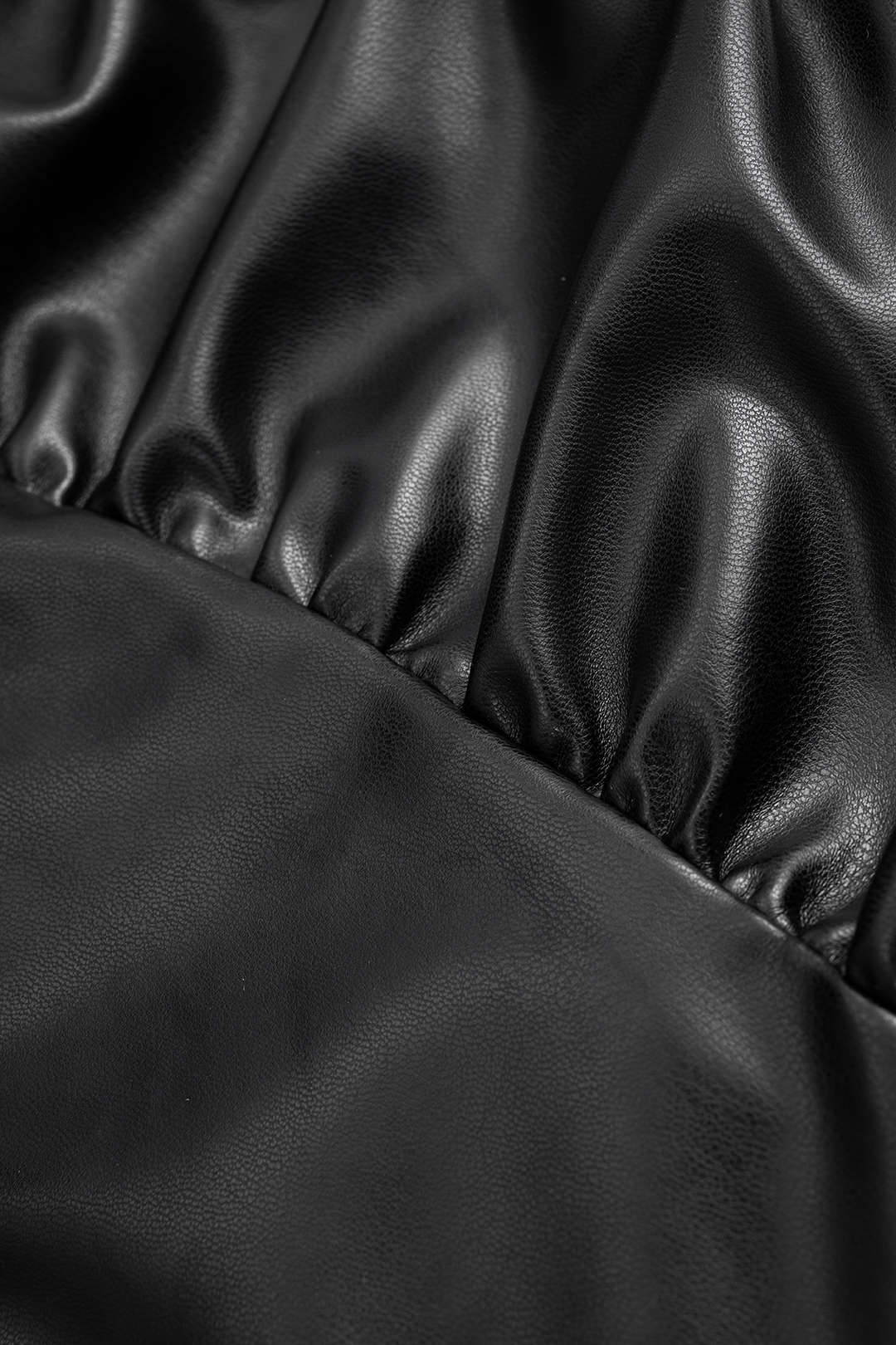 Faux Leather Ruffle Ruched Crossed Skirt - Image 5