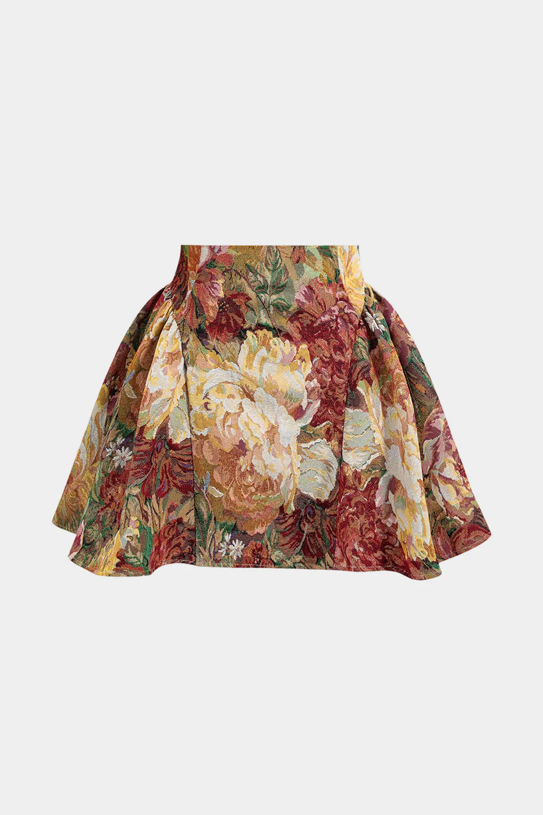 Floral Print Jacquard Ruched Skirt