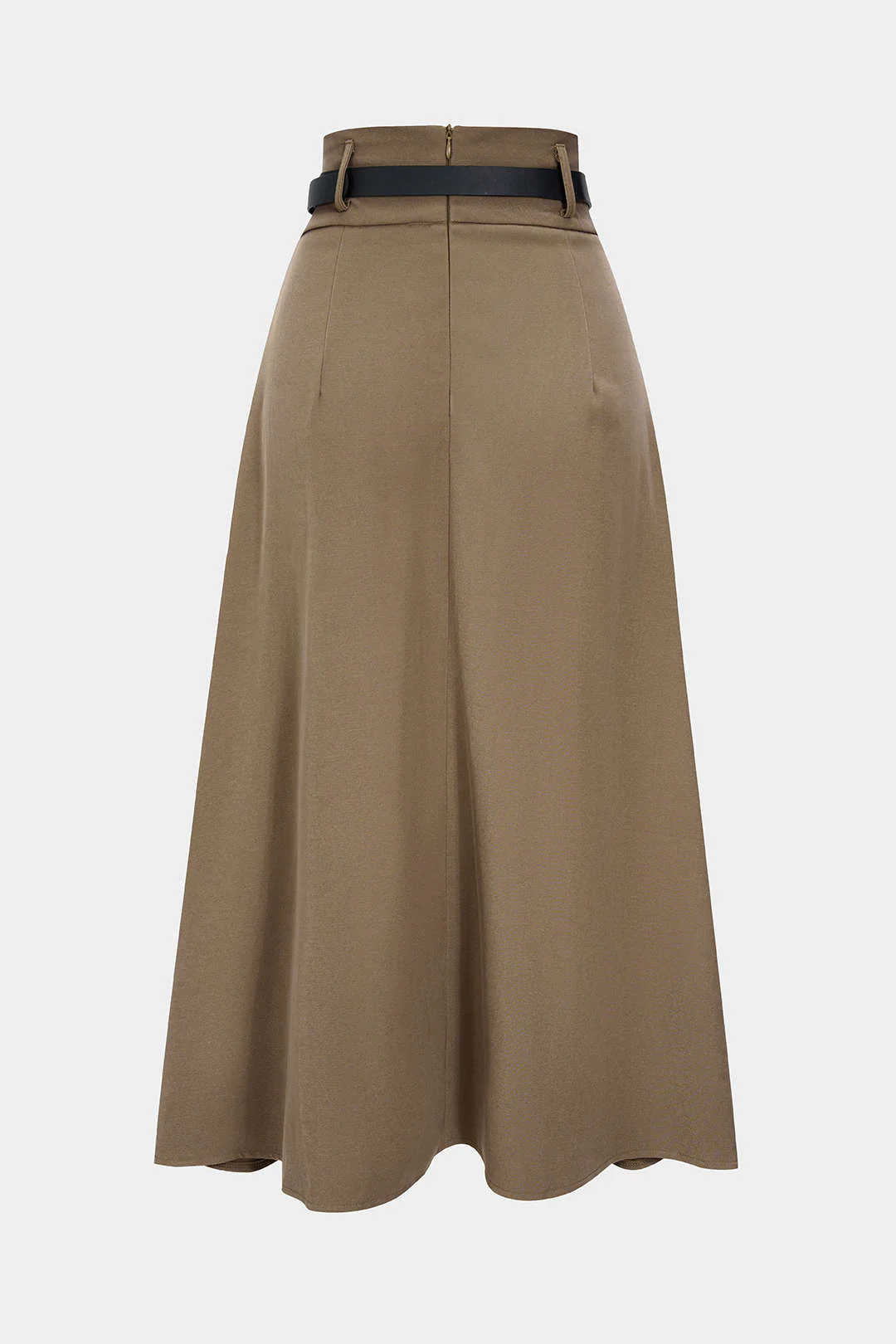 Belted Asymmetrical Ruched High Waist Skirt - Image 2