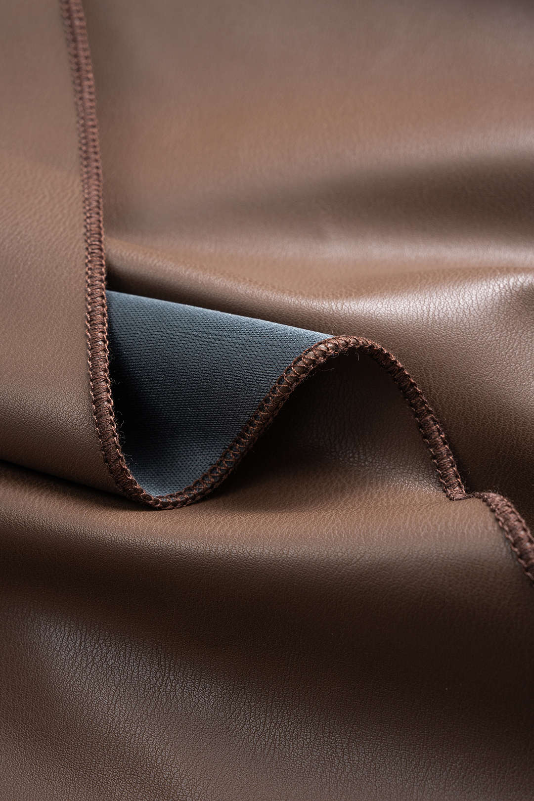 Faux Leather Shirred Waistband Ruched Skirt - Image 3