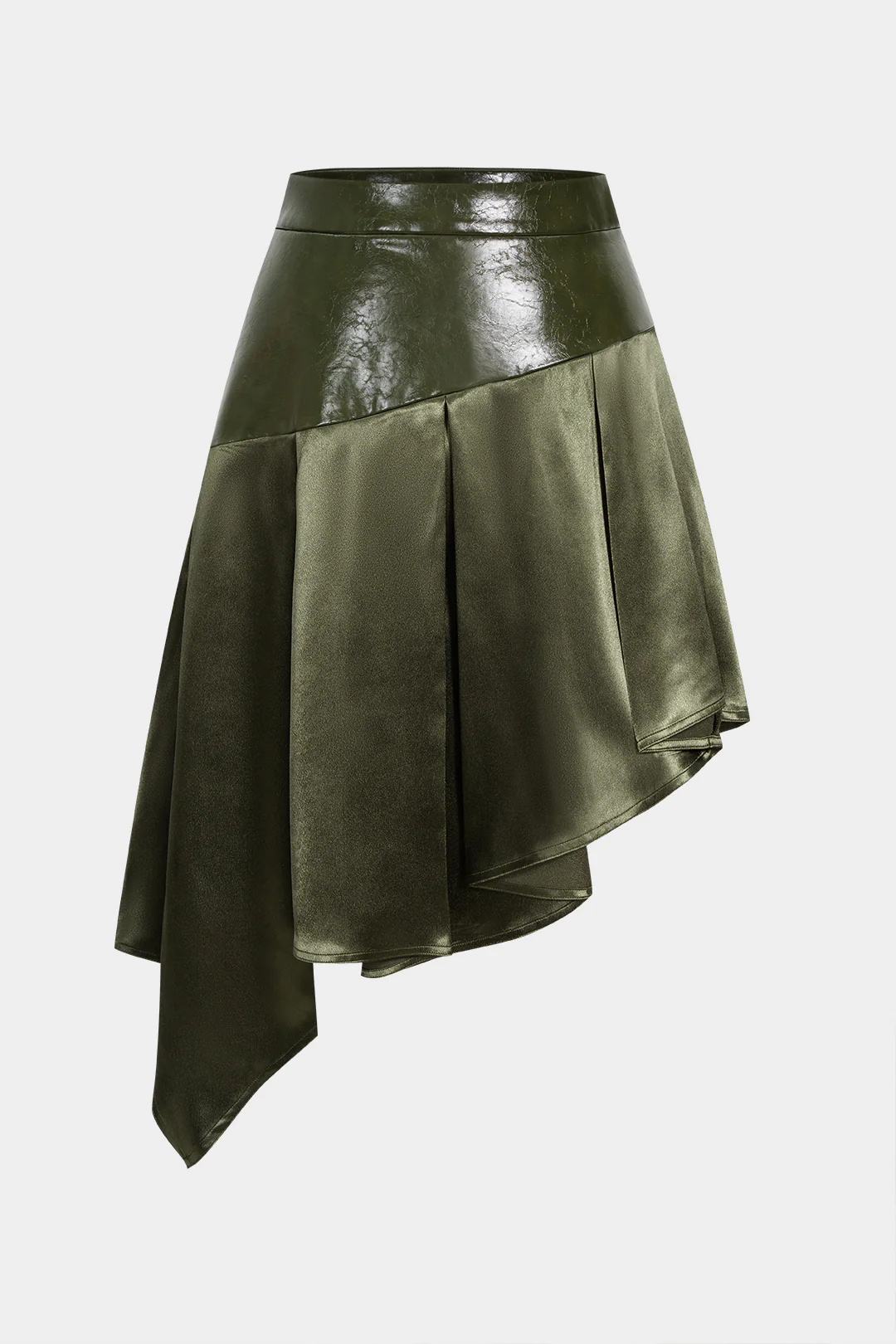Plus Size Satin Pleated Patchwork Skirt