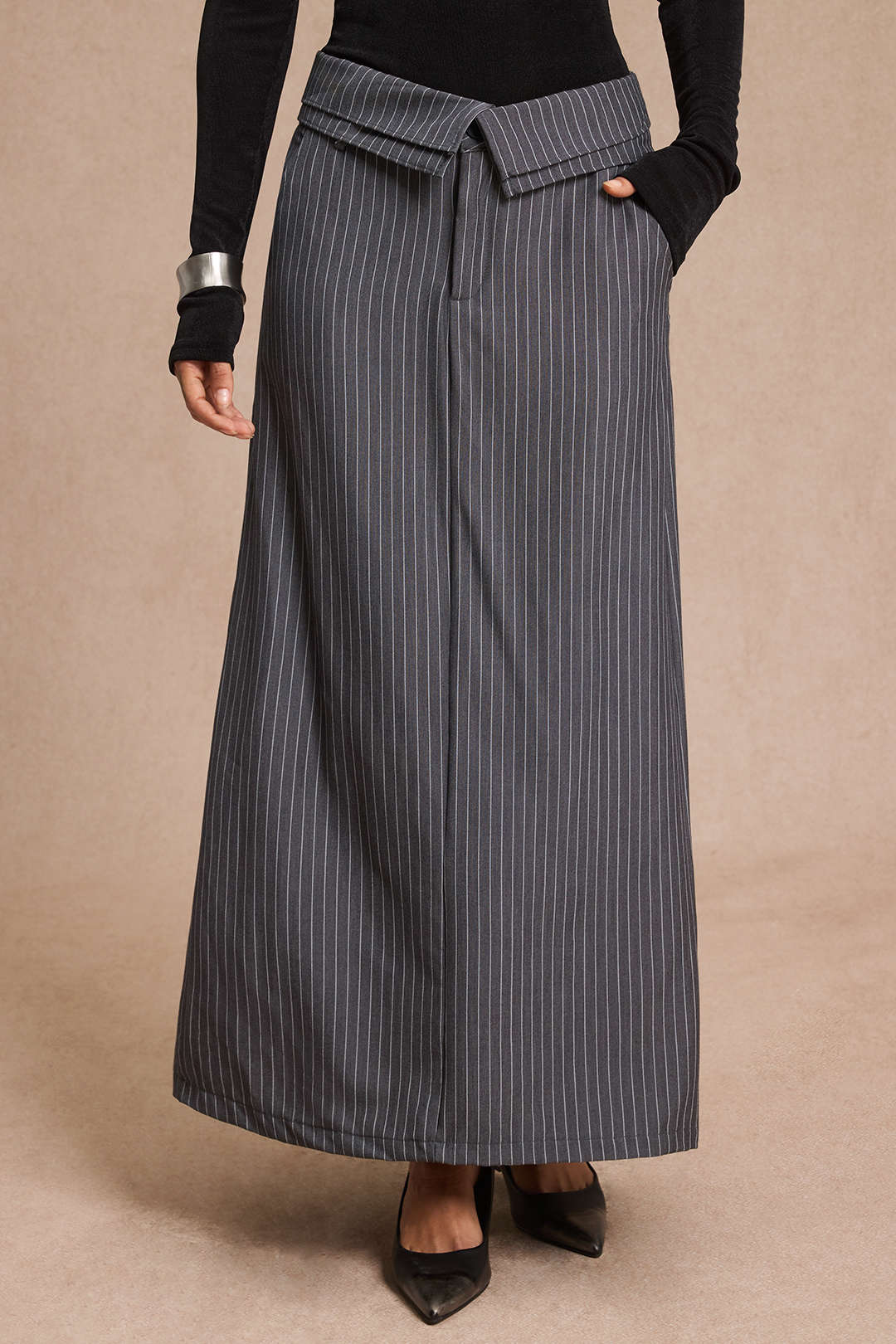 Stripes Print Split Skirt - Image 6