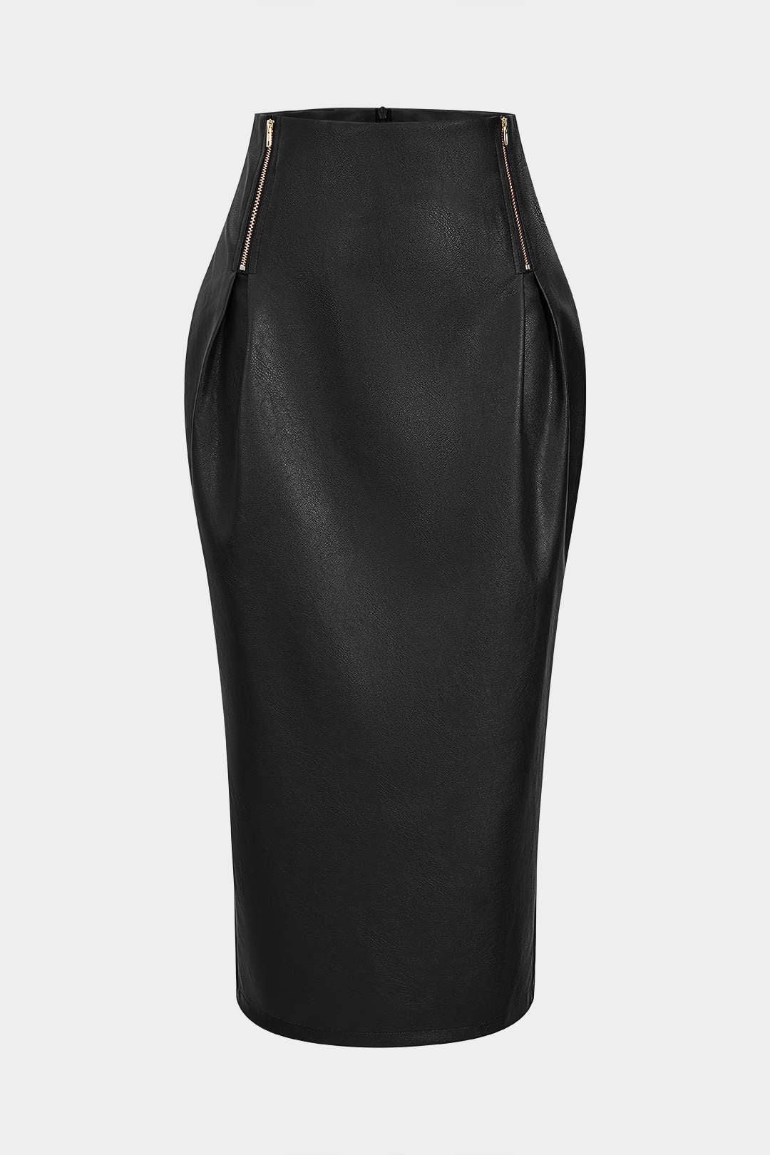 Faux Leather Zipper High Waist Skirt - Image 6