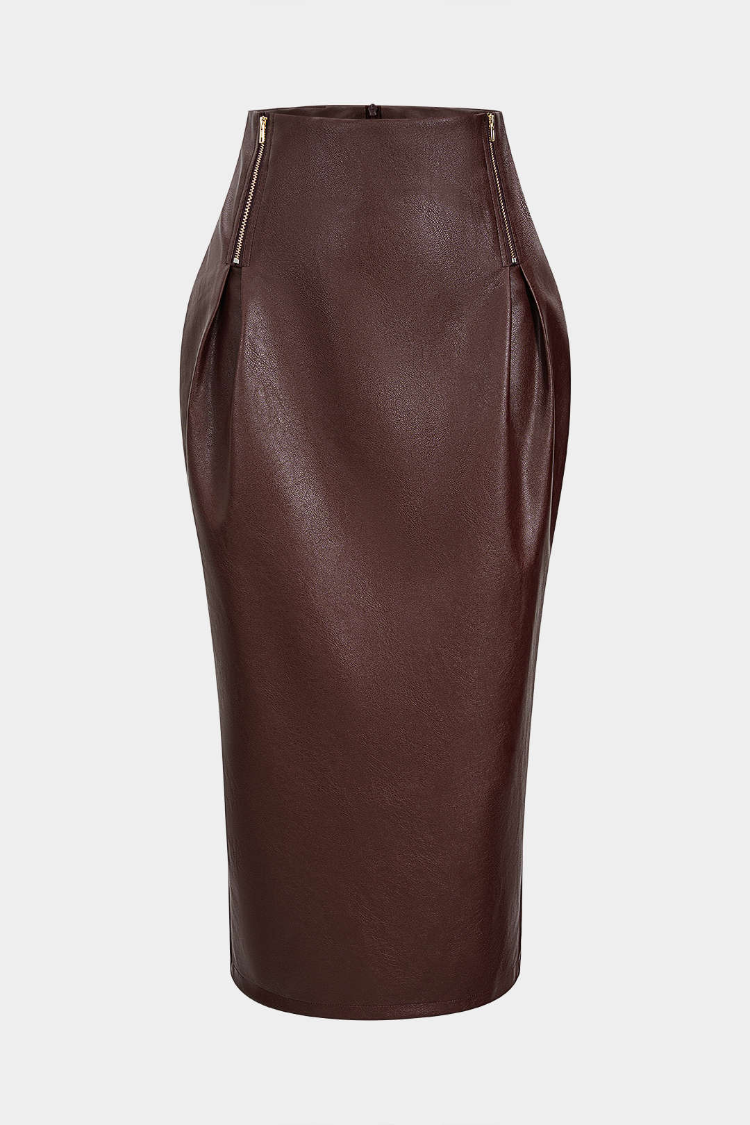 Faux Leather Zipper High Waist Skirt - Image 9