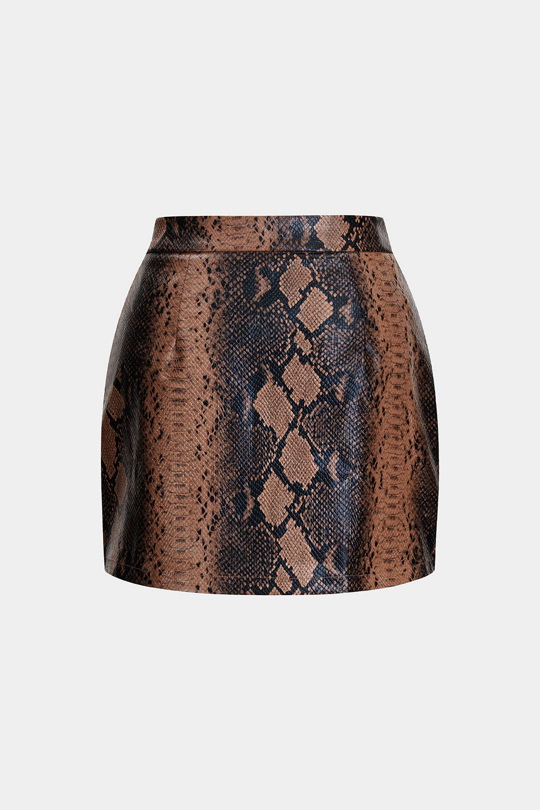 Snake Skin Print Faux Leather Skirt - Image 2