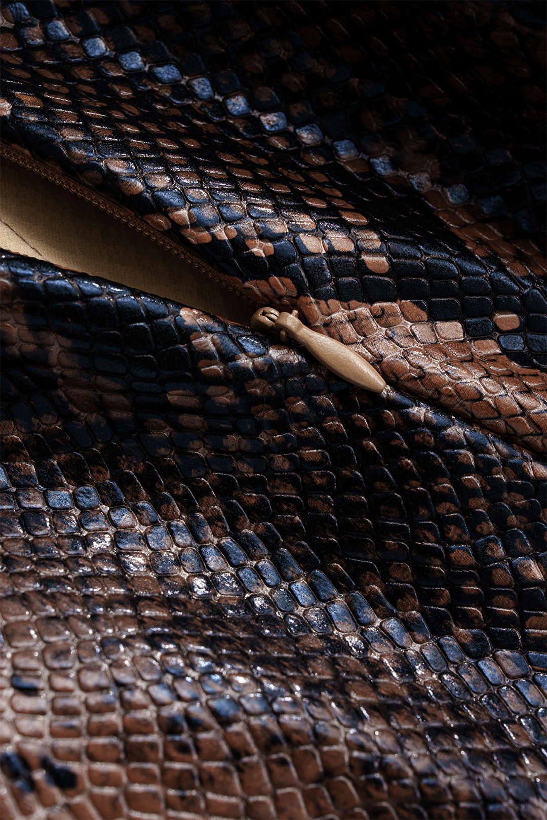 Snake Skin Print Faux Leather Skirt - Image 3