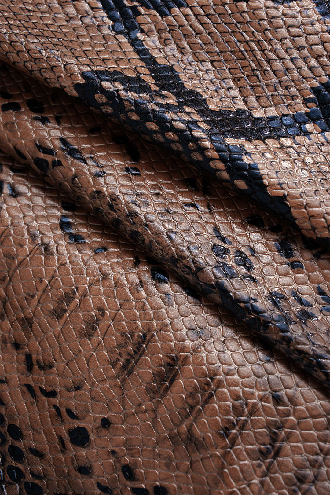 Snake Skin Print Faux Leather Skirt - Image 4