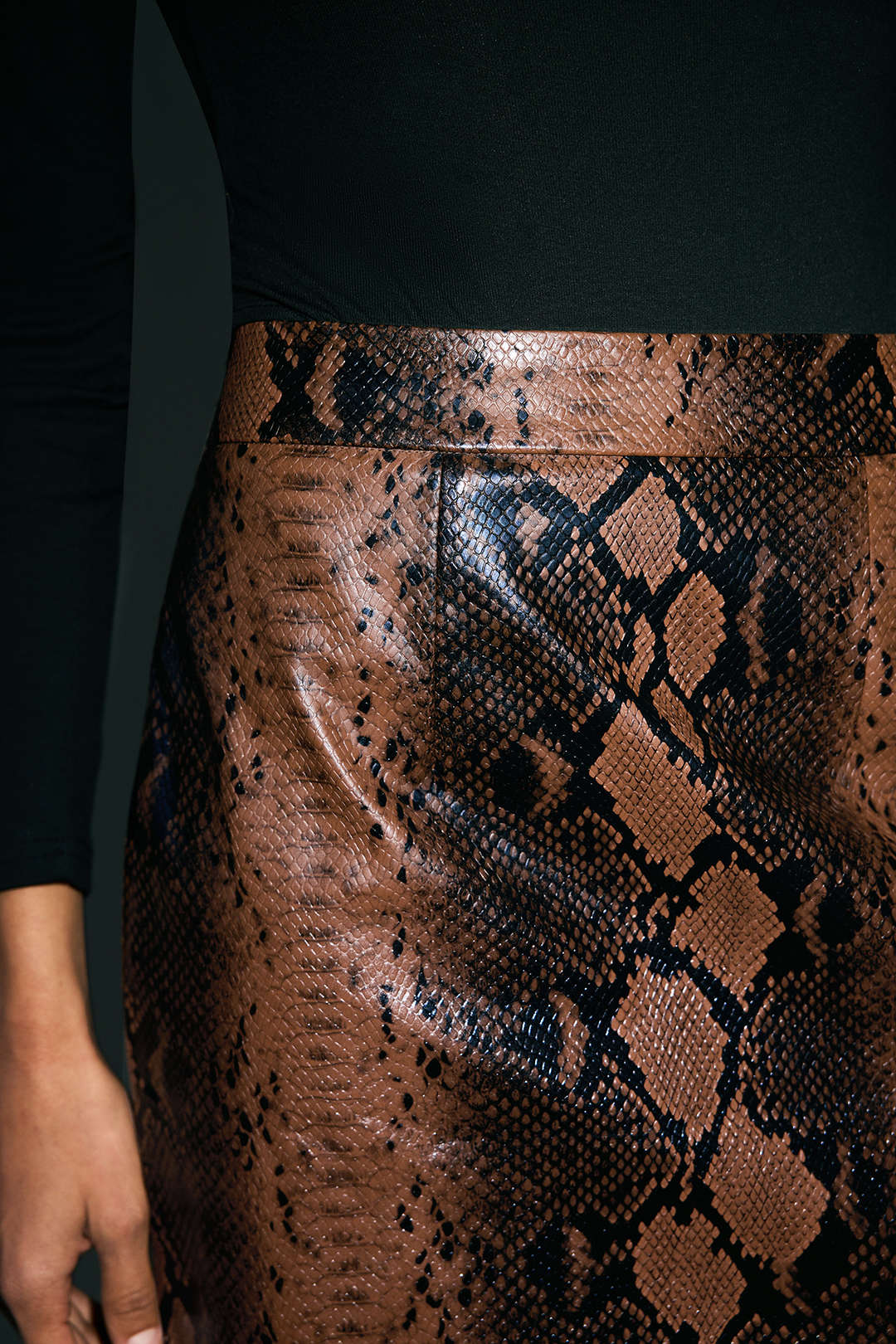 Snake Skin Print Faux Leather Skirt - Image 8