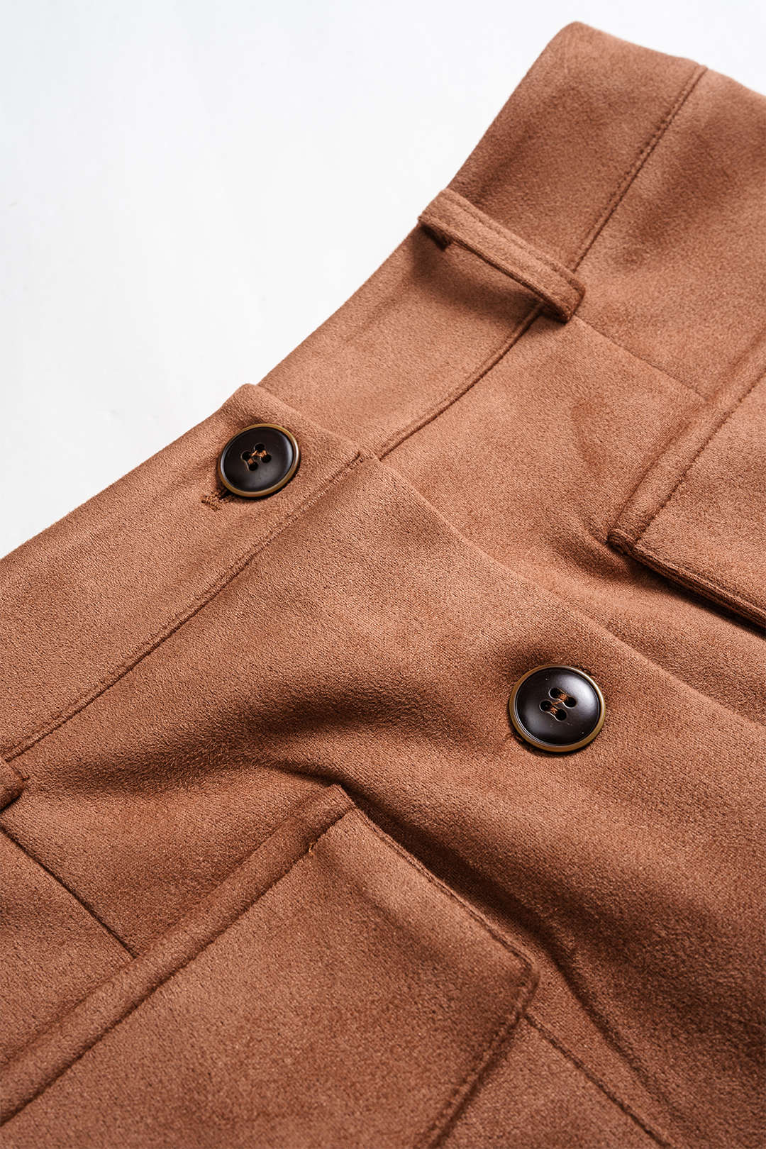 Suede Button Pocket Skirt - Image 4