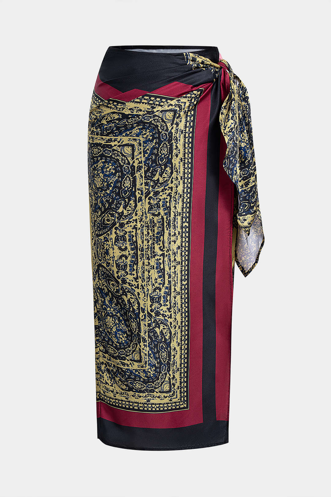 Artistic Print Wrap Tie-Up Skirt