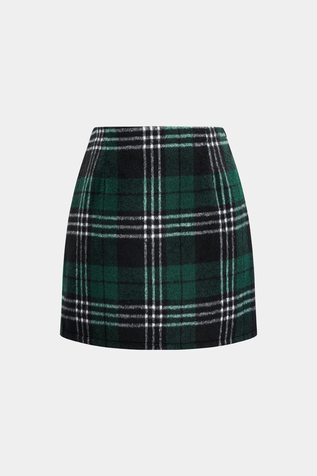 Plaid Print Woolen High Waist Mini Skirt