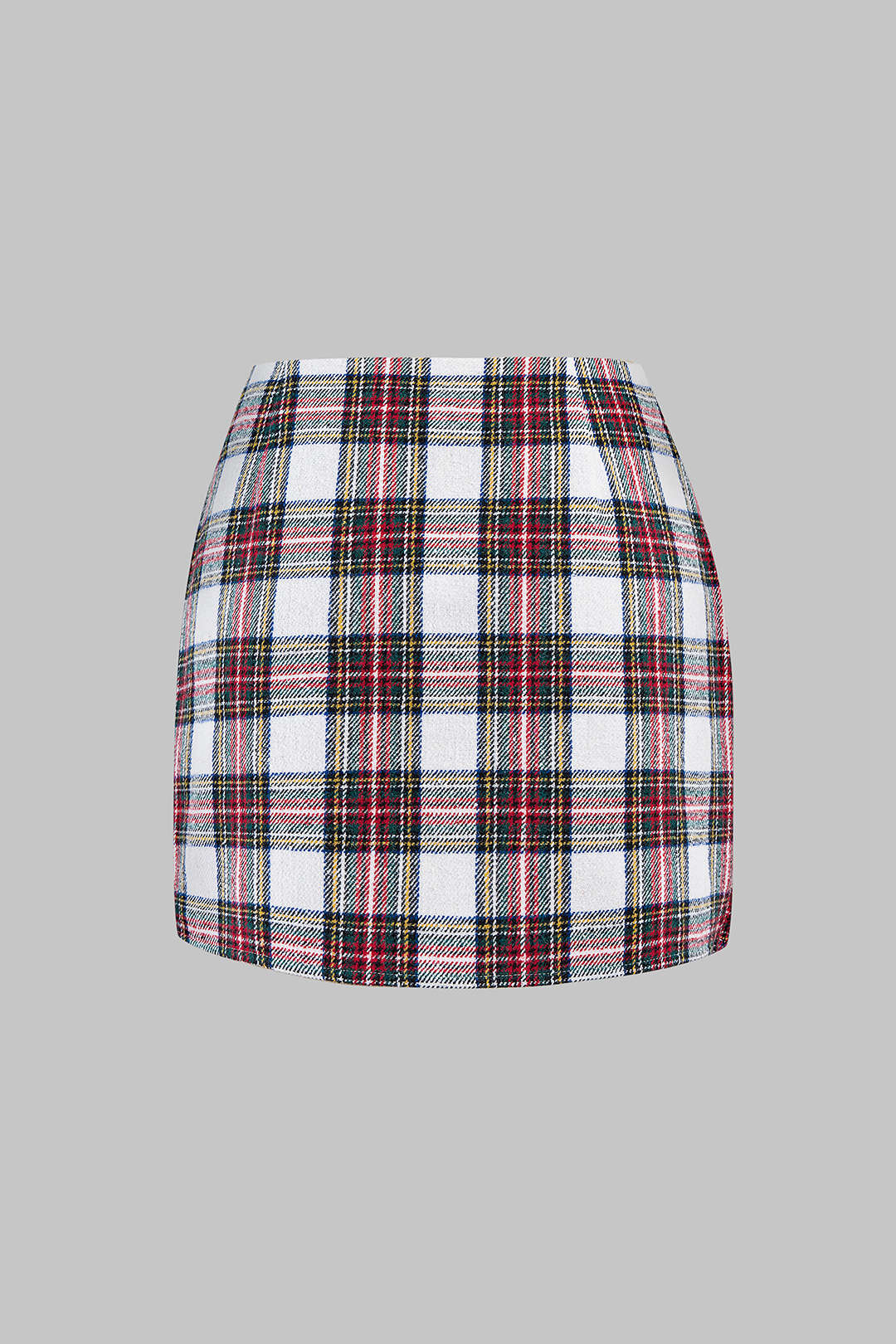 Contrast Plaid Print Asymmetrical High Waist Mini Skirt - Image 2