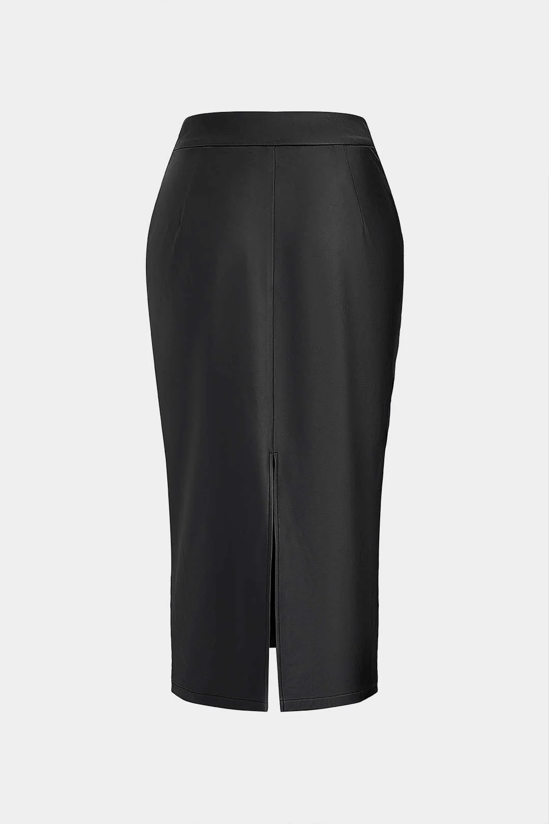 Faux Leather Quilted Patchwork Zipper Split Skirt - Image 2