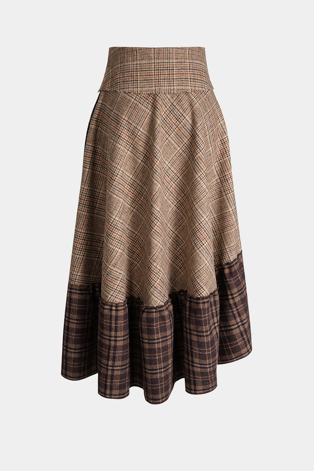 Plaid Print Contrast Asymmetrical Skirt - Image 2