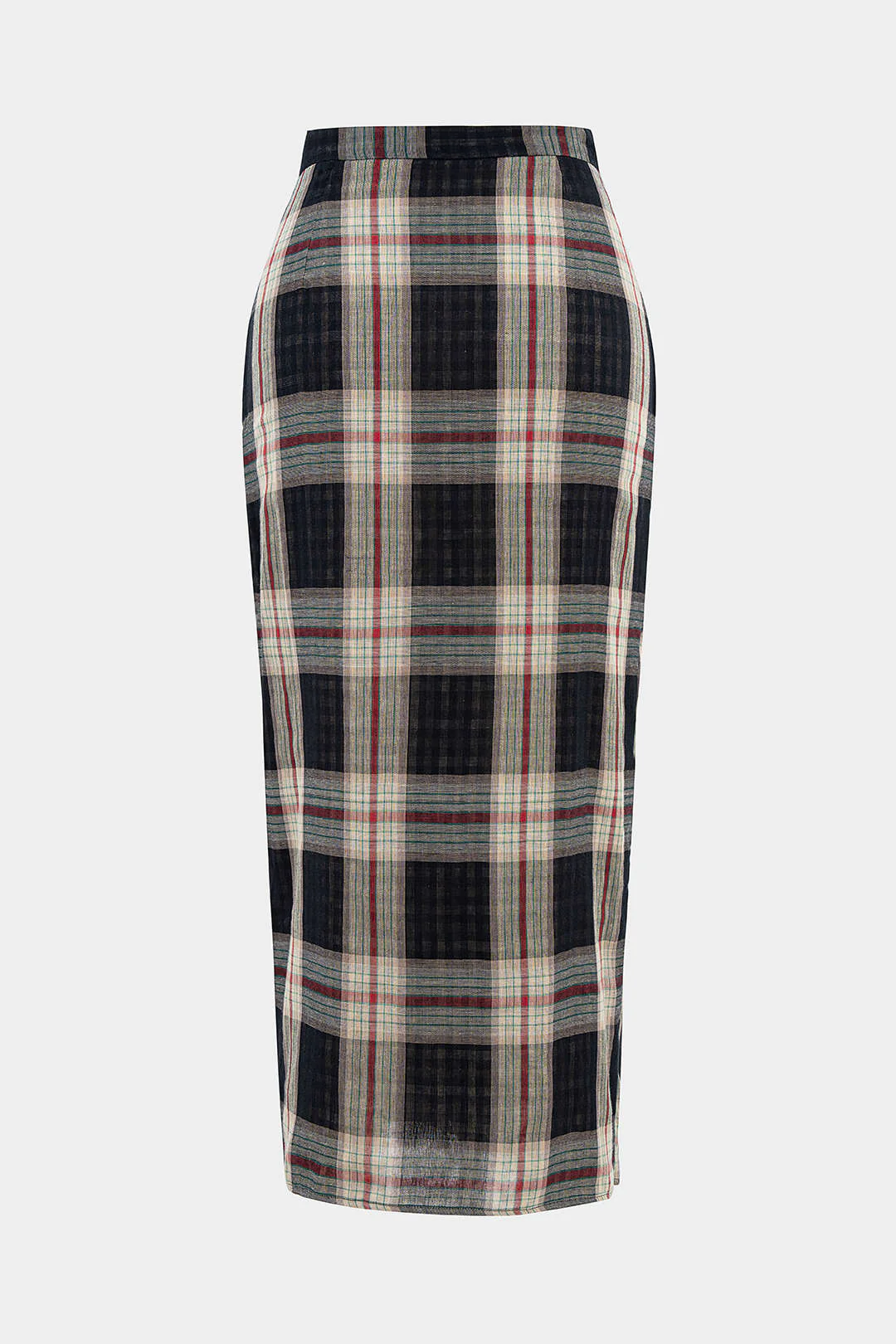 Plaid Print Tie Front High Waist Skirt - Image 2