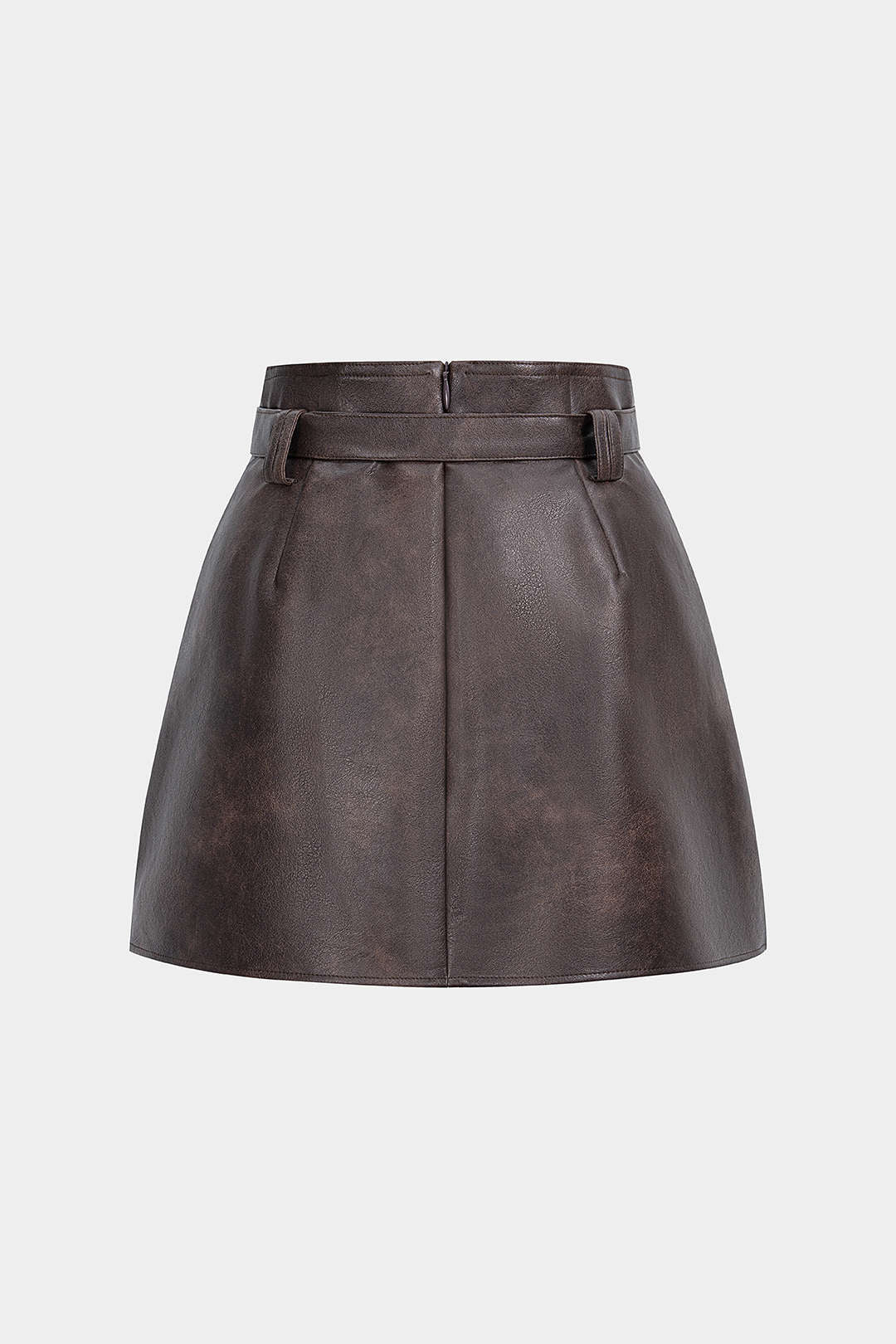 Faux Leather Pocket Belted Skirt - Image 2