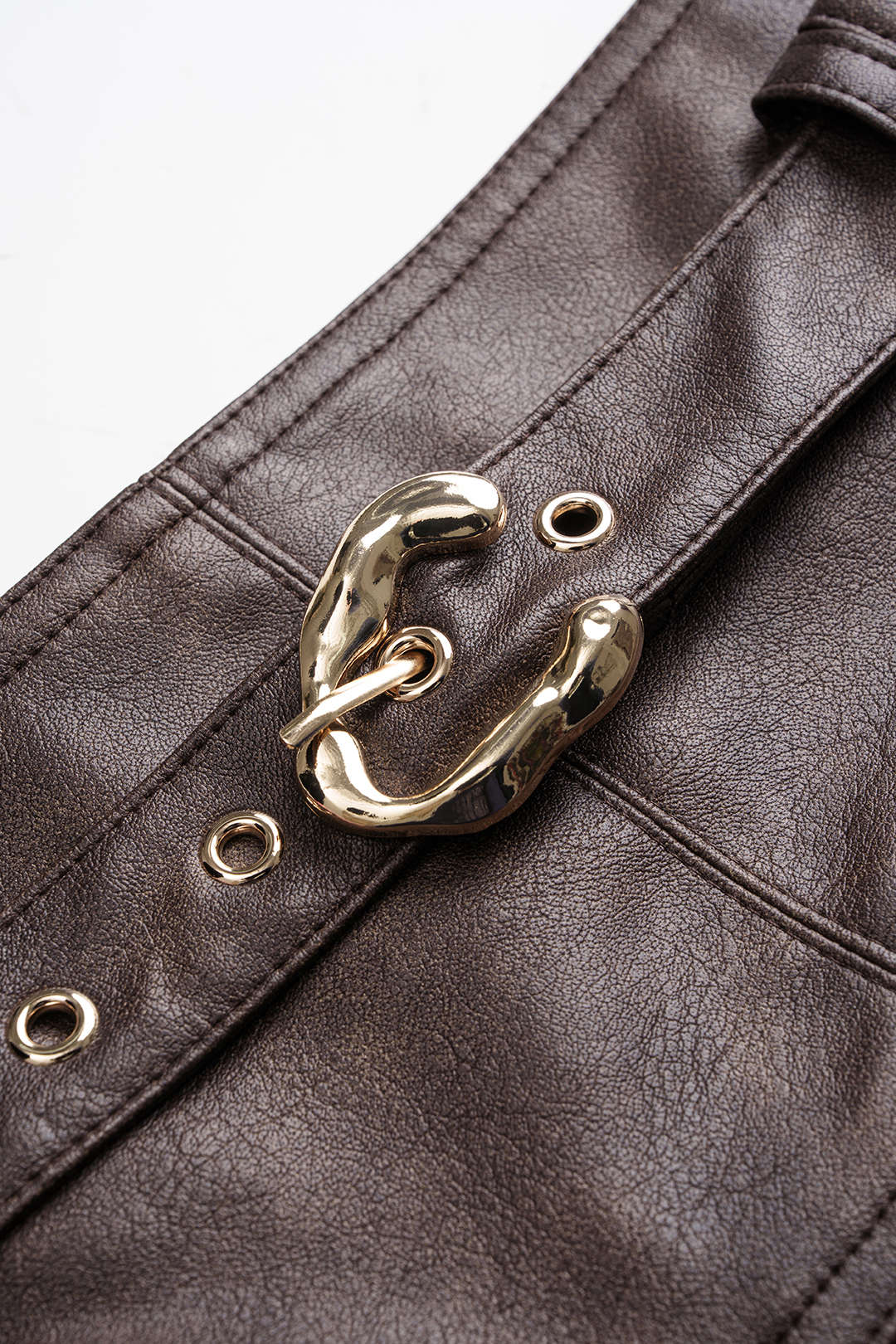 Faux Leather Pocket Belted Skirt - Image 4