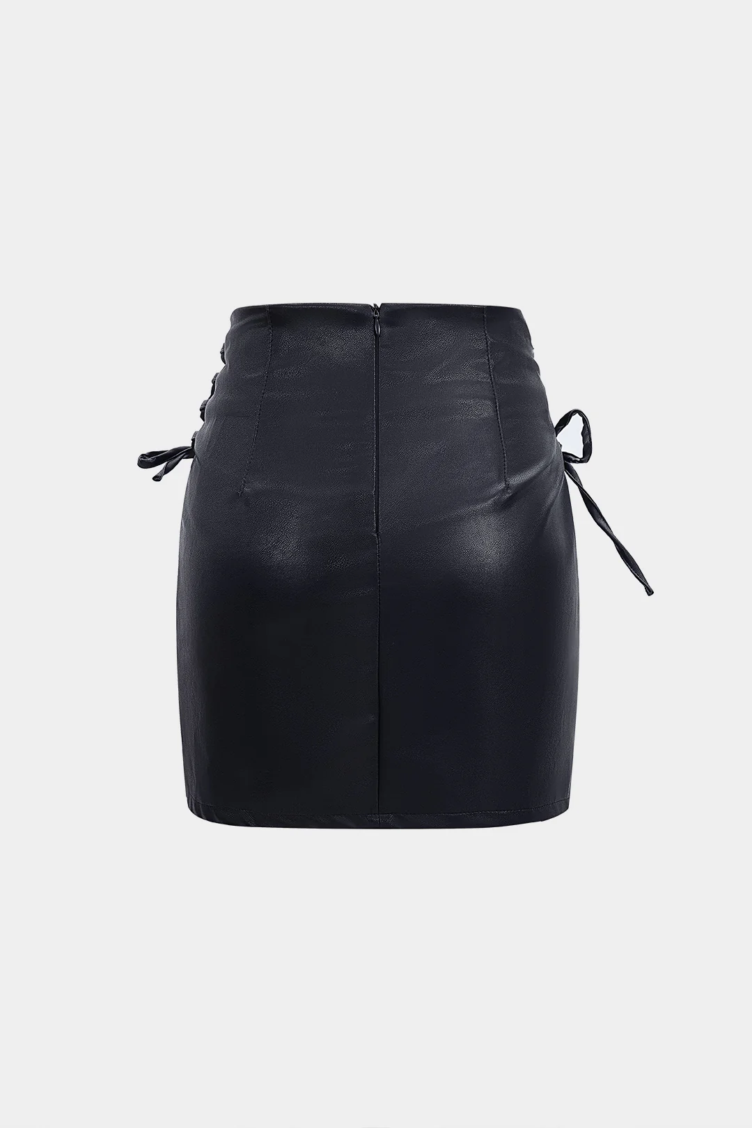 Faux Leather Tie-Up High Waist Skirt - Image 2