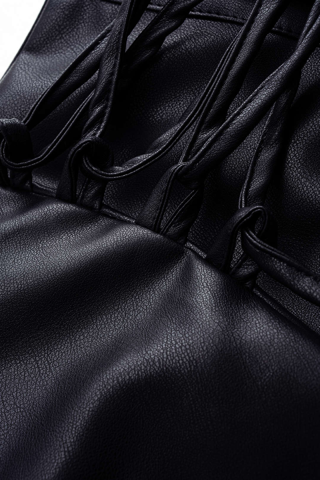Faux Leather Tie-Up High Waist Skirt - Image 3