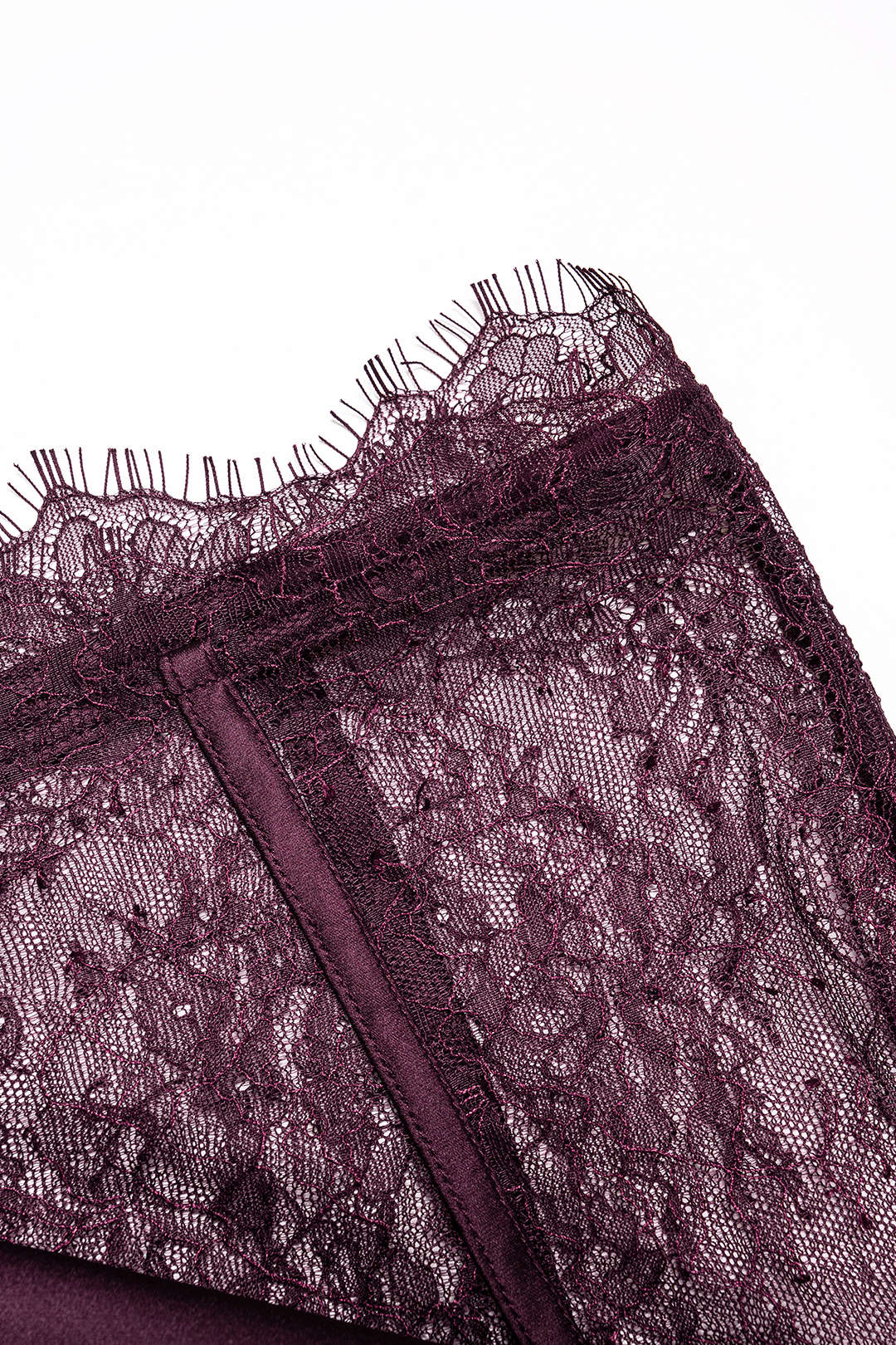Lace Patchwork Satin Ruched Asymmetrical Skirt - Image 3