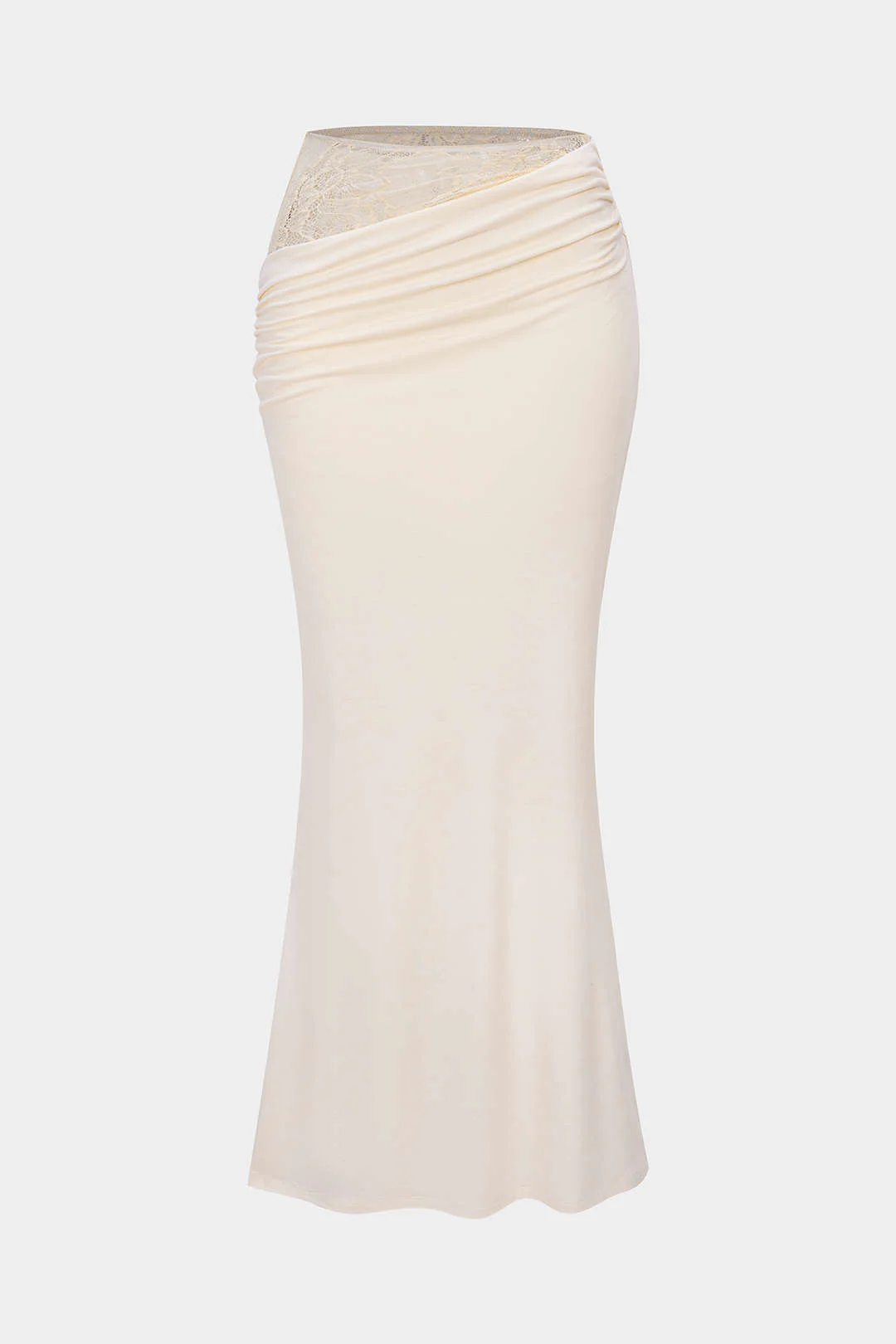 Lace Patchwork Asymmetrical Ruched High Waist Skirt - Image 2