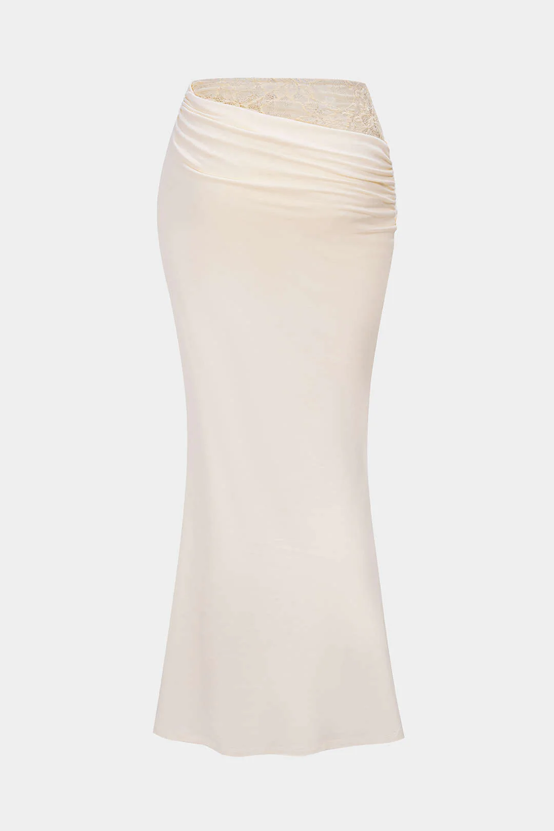 Lace Patchwork Asymmetrical Ruched High Waist Skirt - Image 3