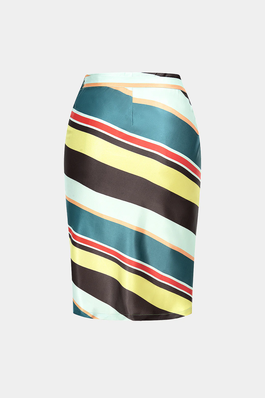 Stripes Contrast Print Satin High Waist Tie-Up Skirt - Image 2