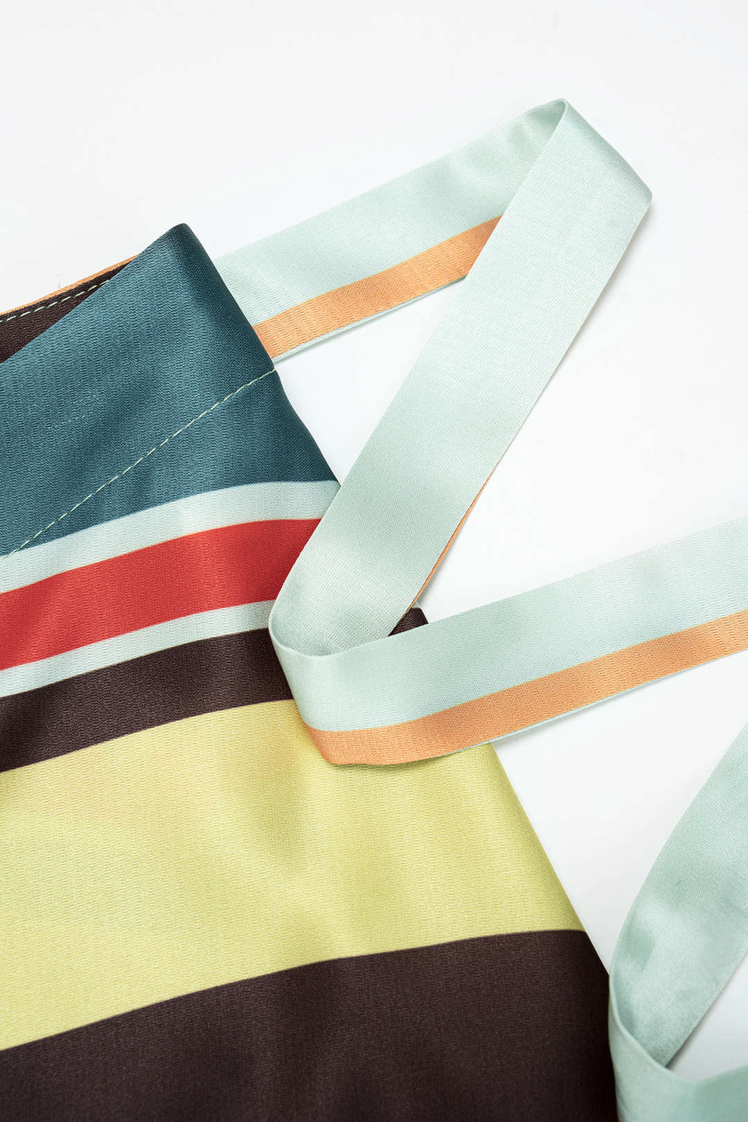 Stripes Contrast Print Satin High Waist Tie-Up Skirt - Image 3