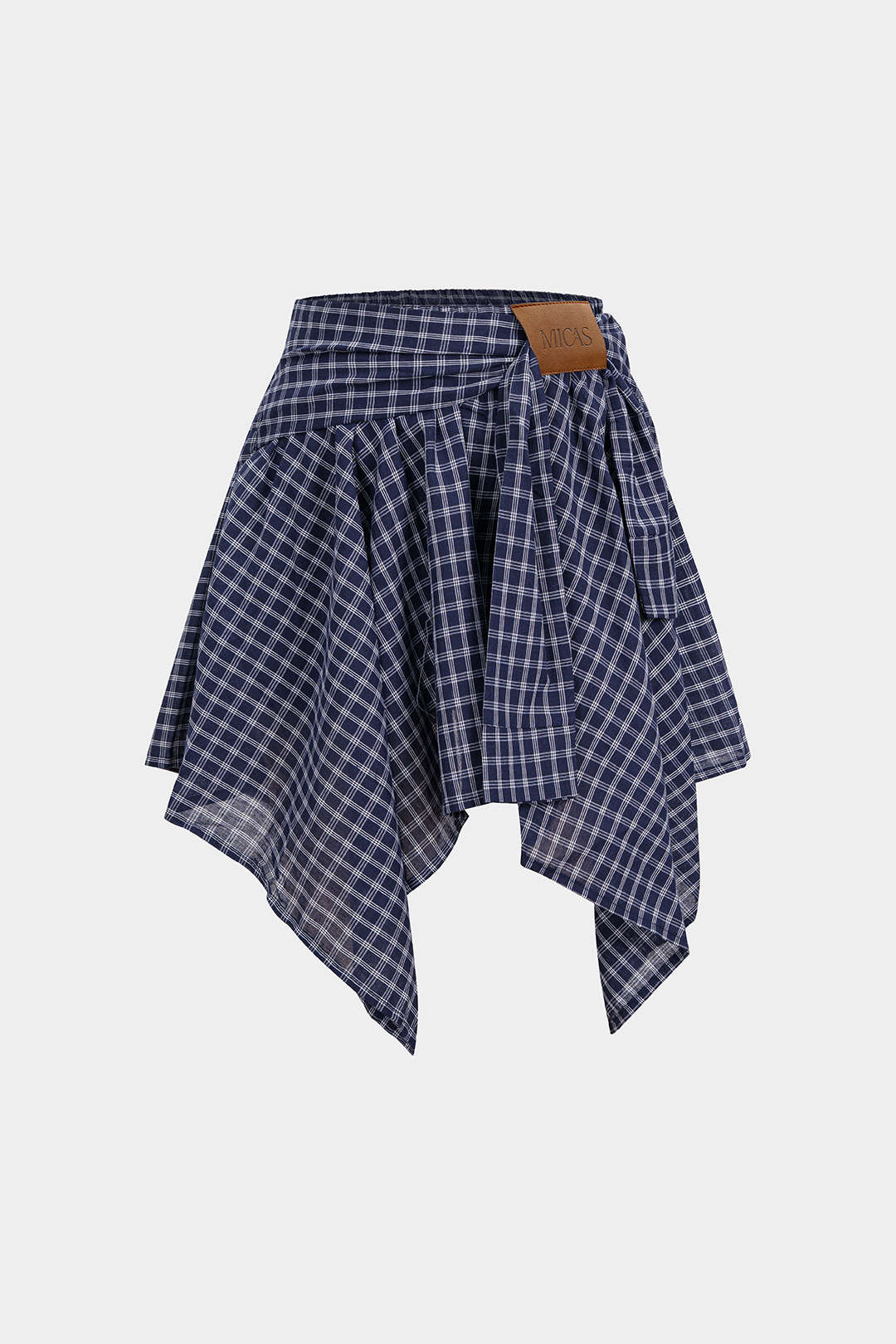 Plaid Print Asymmetrical Ruched Skirt