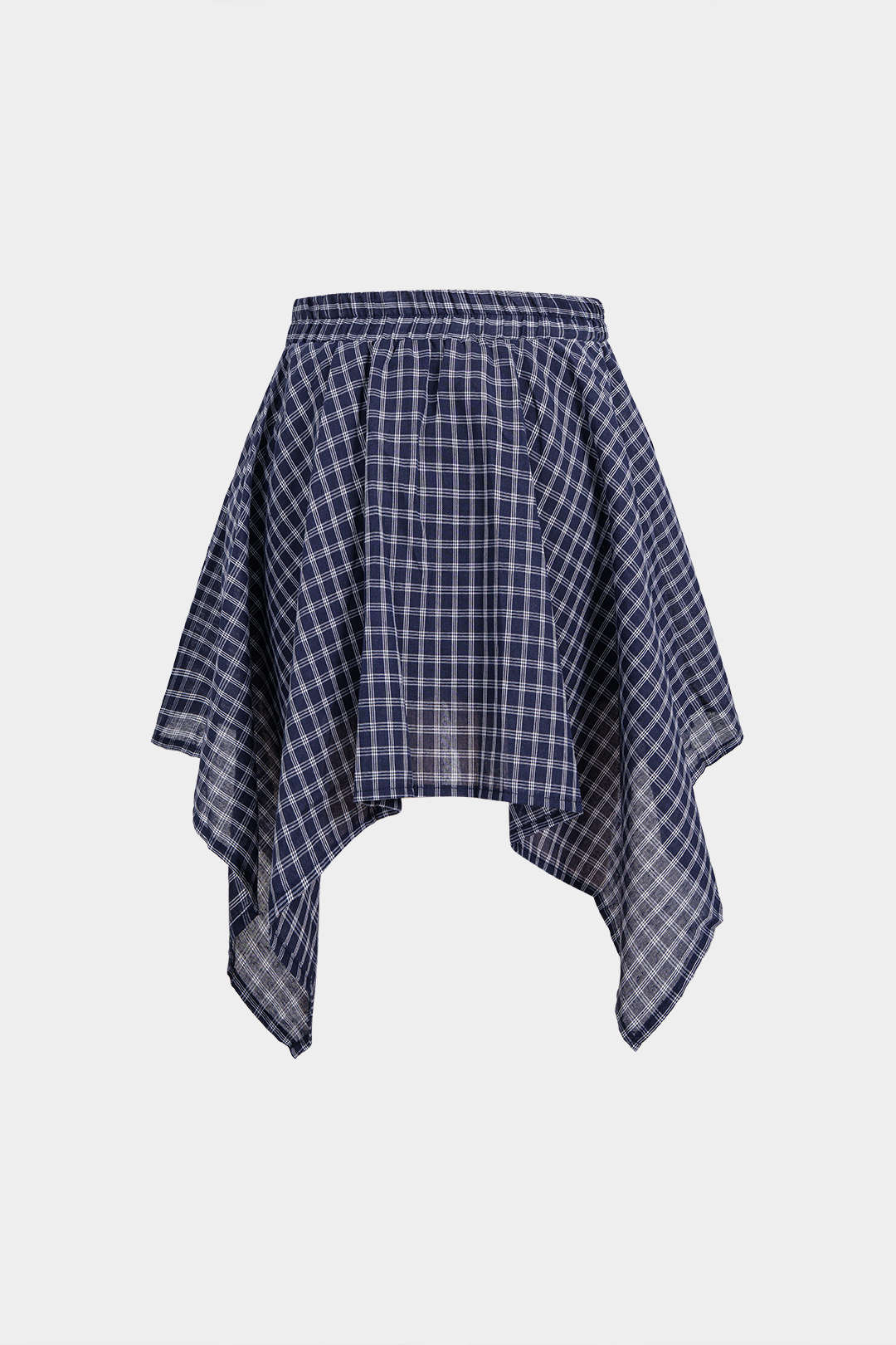 Plaid Print Asymmetrical Ruched Skirt - Image 2