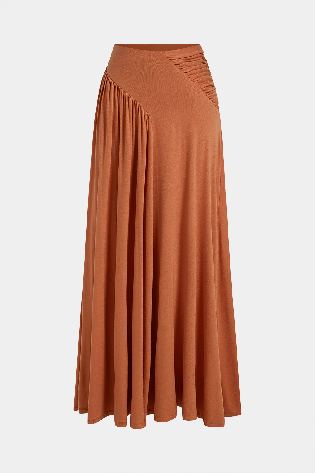 Solid Asymmetrical Ruched Skirt
