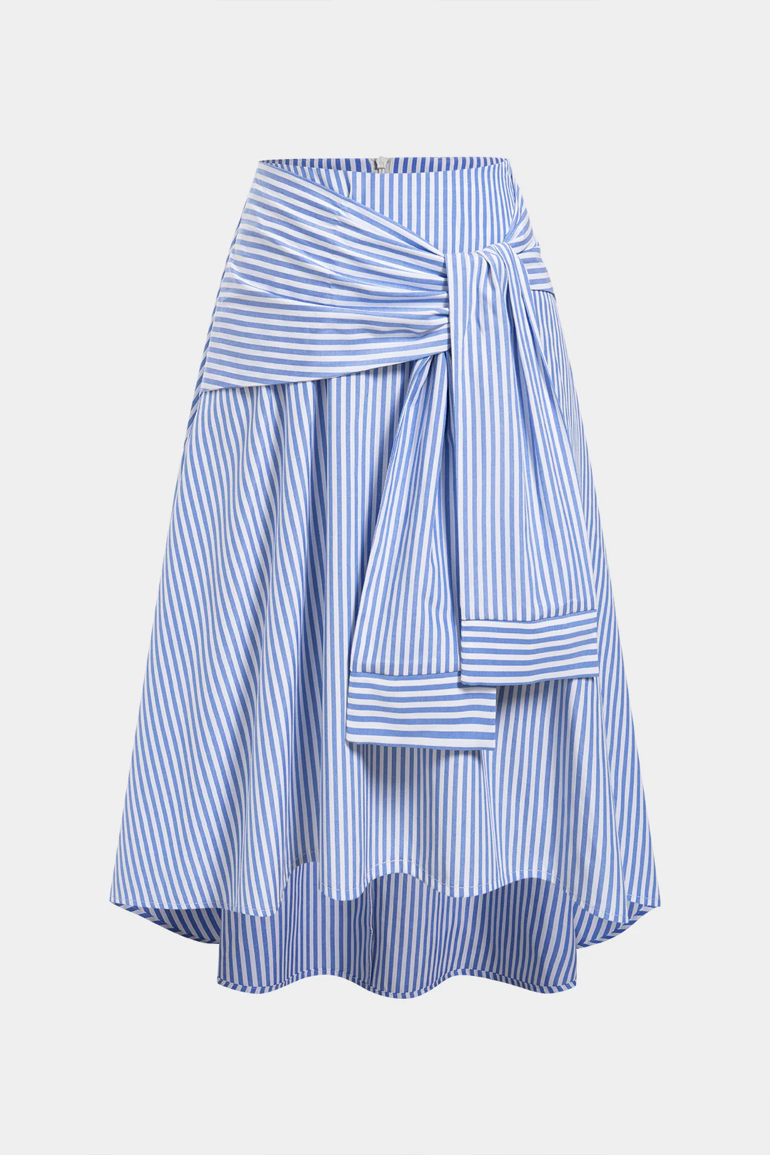 Stripes Print Tie-Up Ruched Skirt