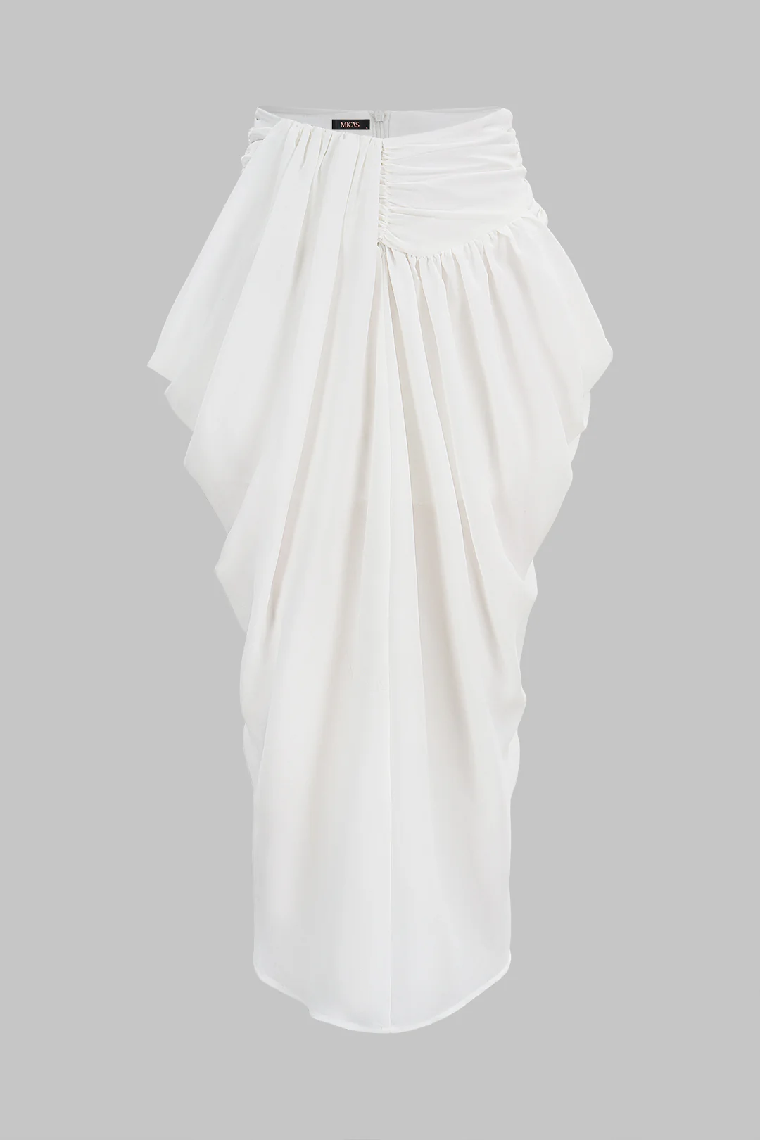 Solid Asymmetrical Ruched Skirt - Image 5