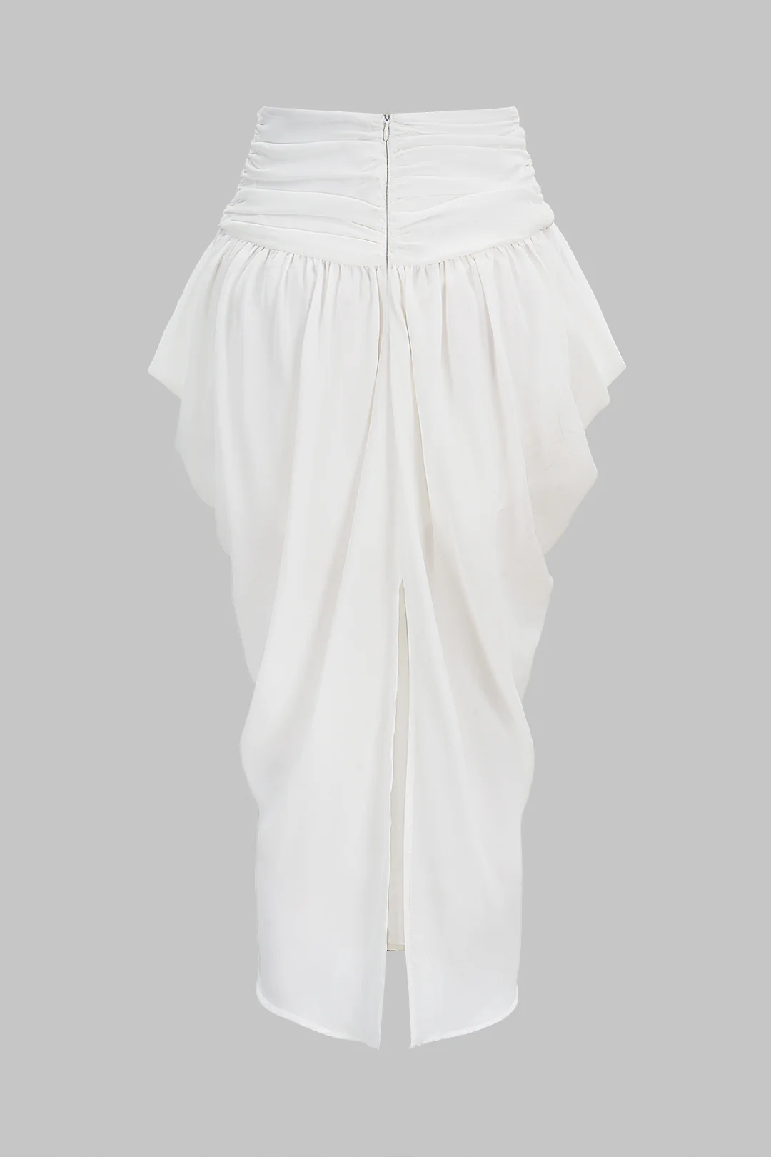 Solid Asymmetrical Ruched Skirt - Image 6