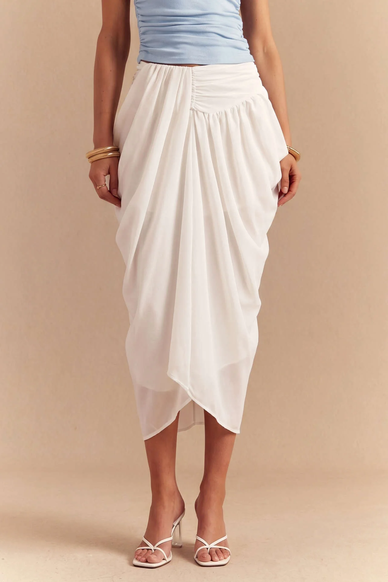 Solid Asymmetrical Ruched Skirt - Image 9