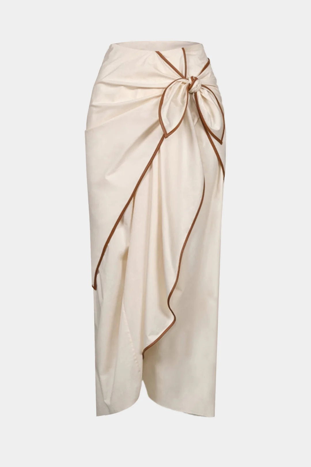 Contrast BInding Ruched Knotted Skirt