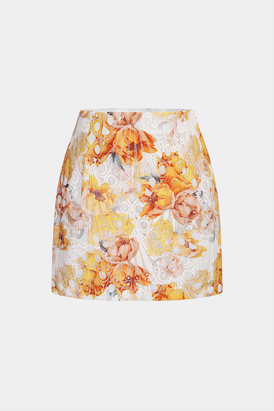 Floral Print Lace High Waist Skirt