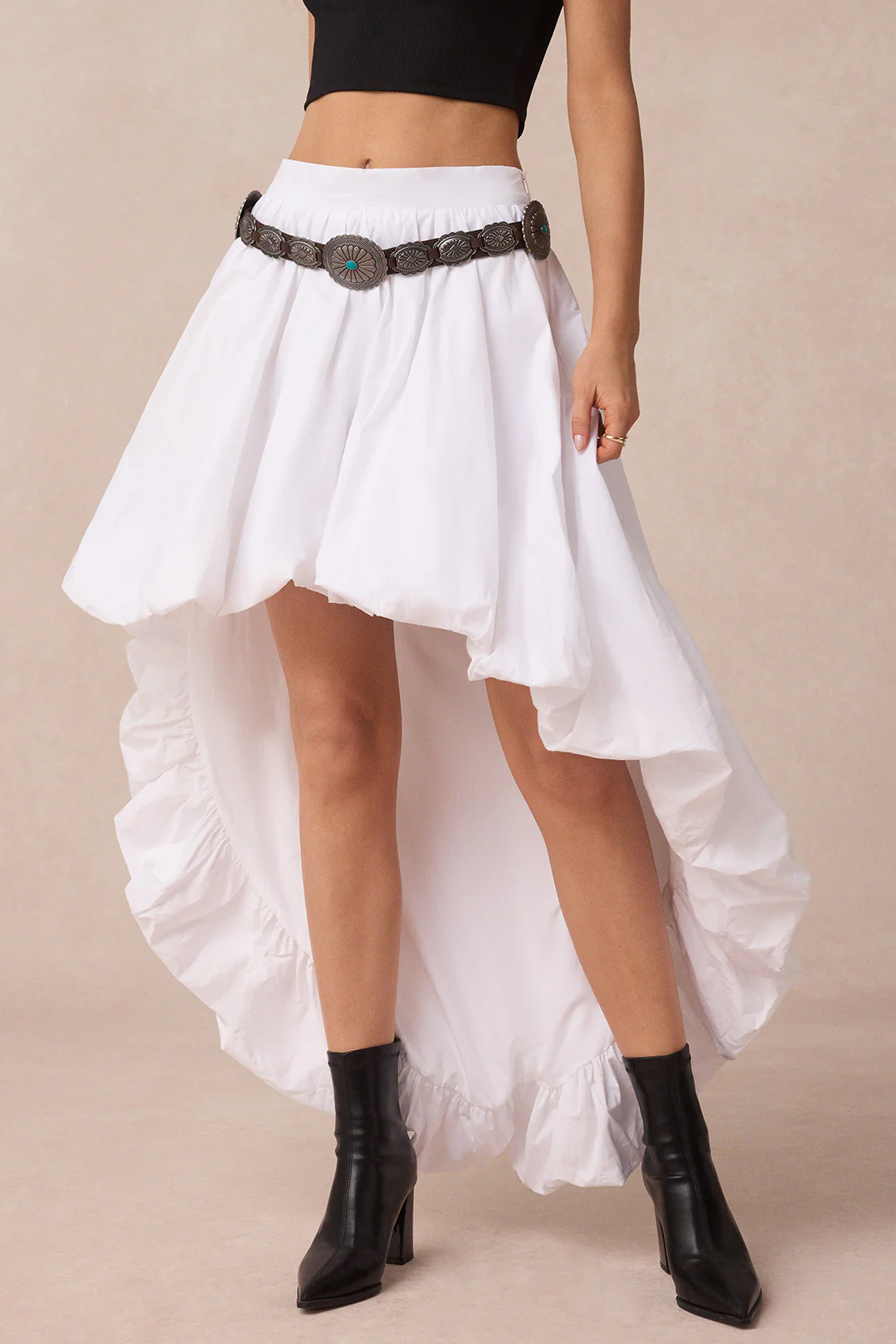 Irregular Hem Ruched Skirt