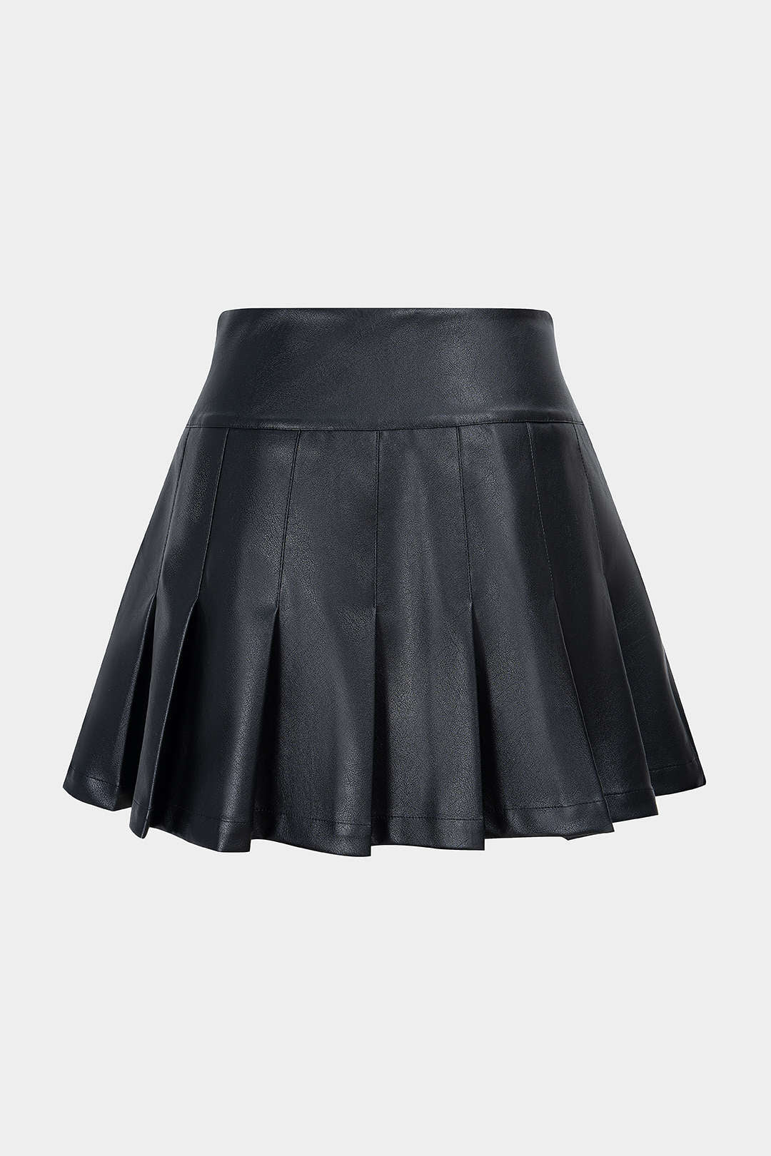 Faux Leather Button Pleated Skort - Image 2