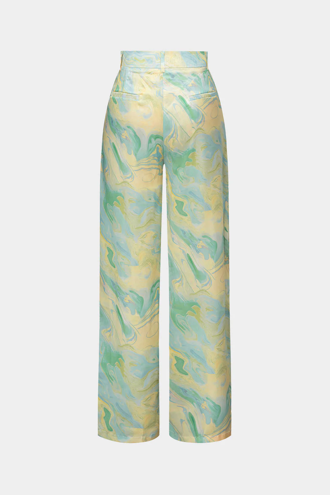 Marble Print High Waisted Full-length Straight Leg Pants - Image 14