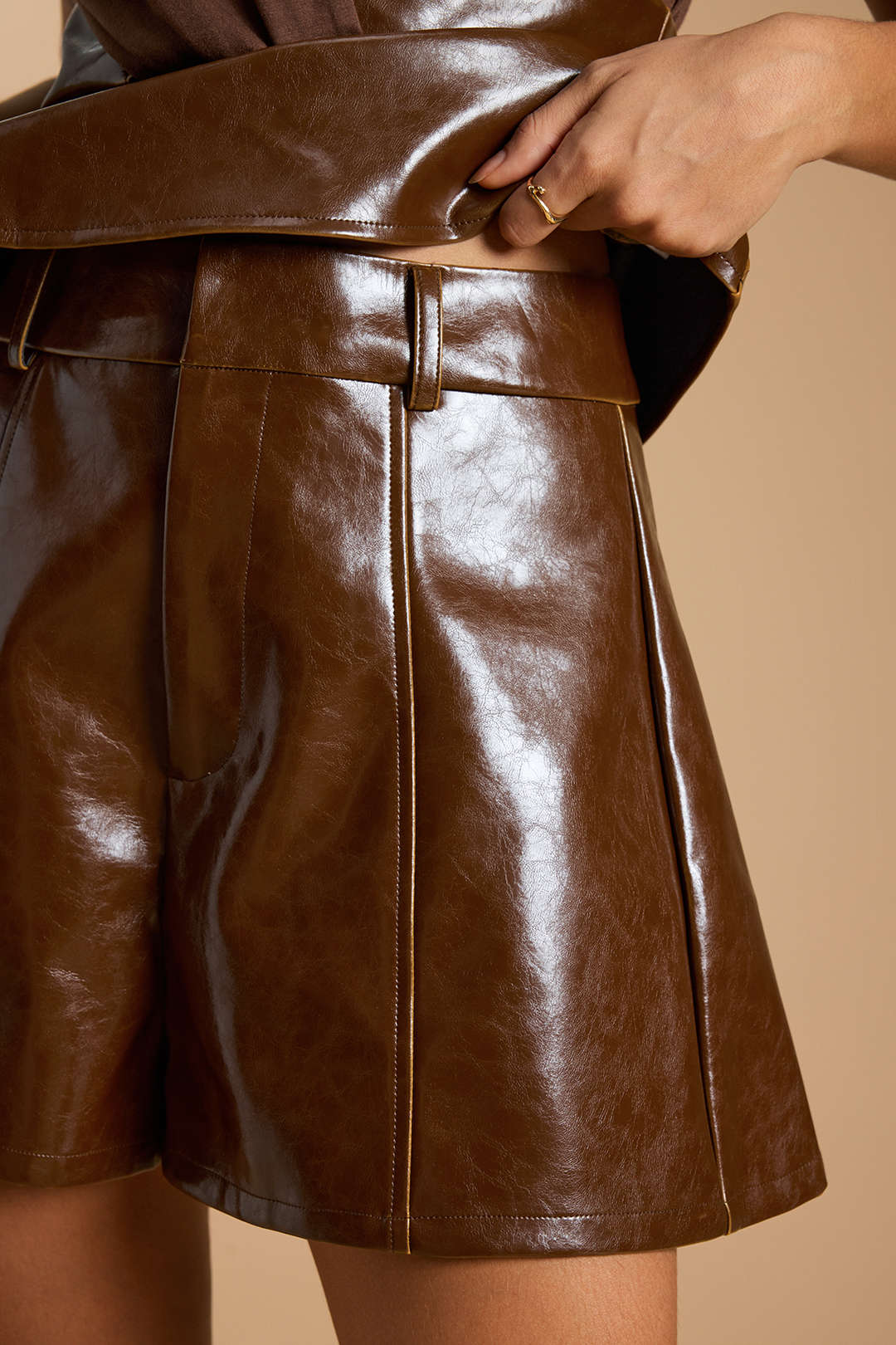 Faux Leather High Waist Shorts - Image 6