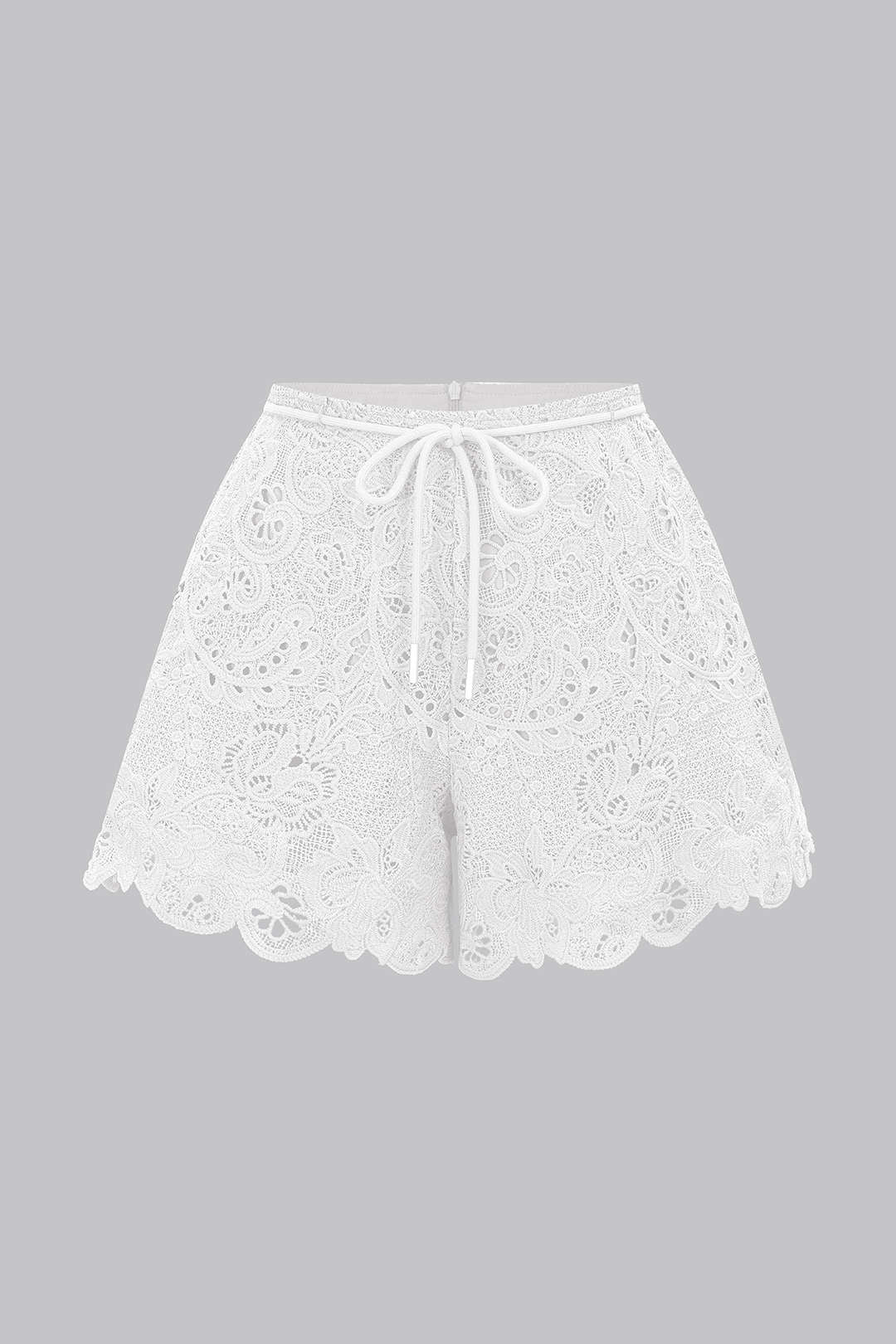 Cut Out Tie-Up Scalloped Hem Shorts - Image 6