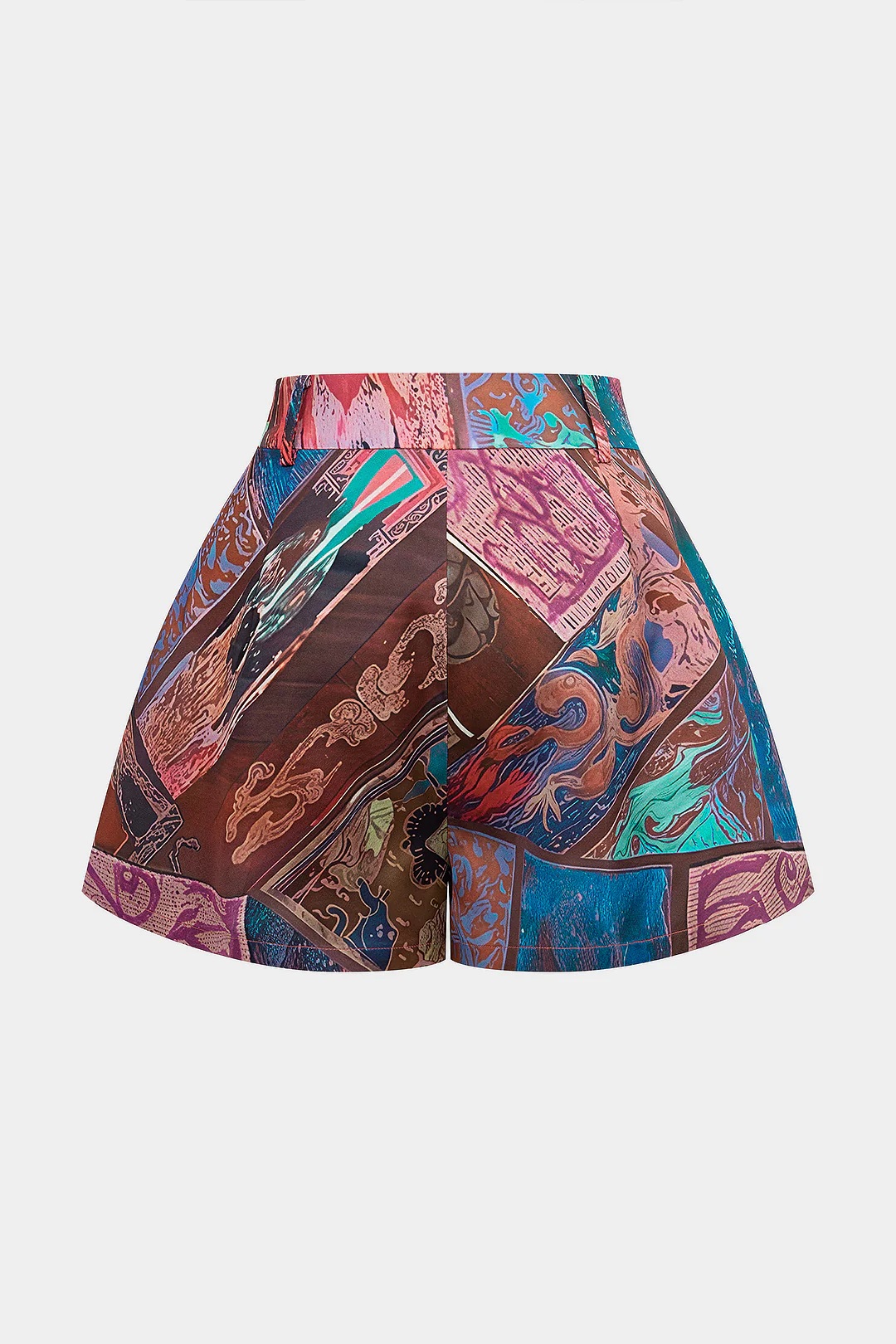 Pattern Print High Waist Wide Leg Shorts - Image 2