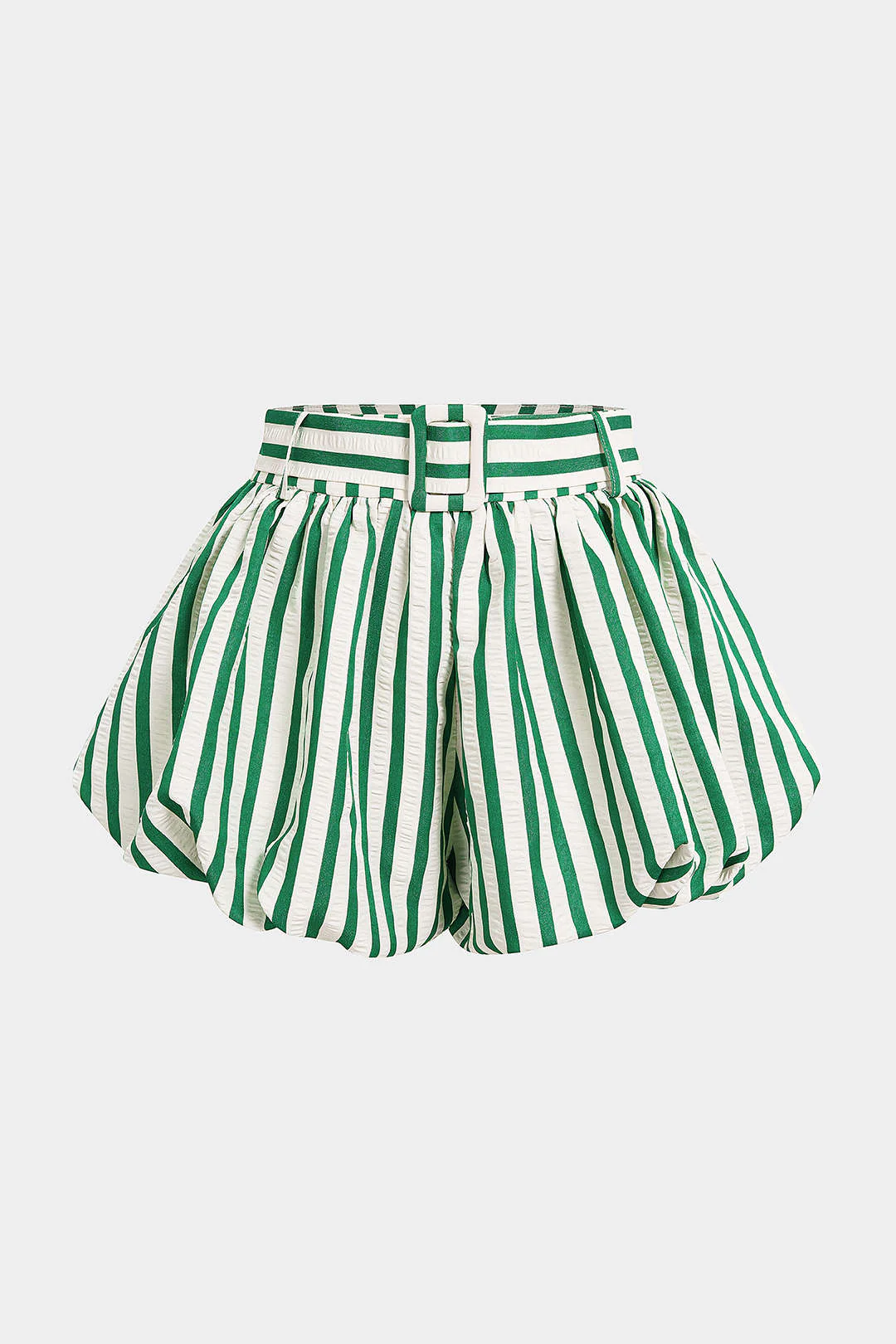 Striped Textured Ruched Shorts