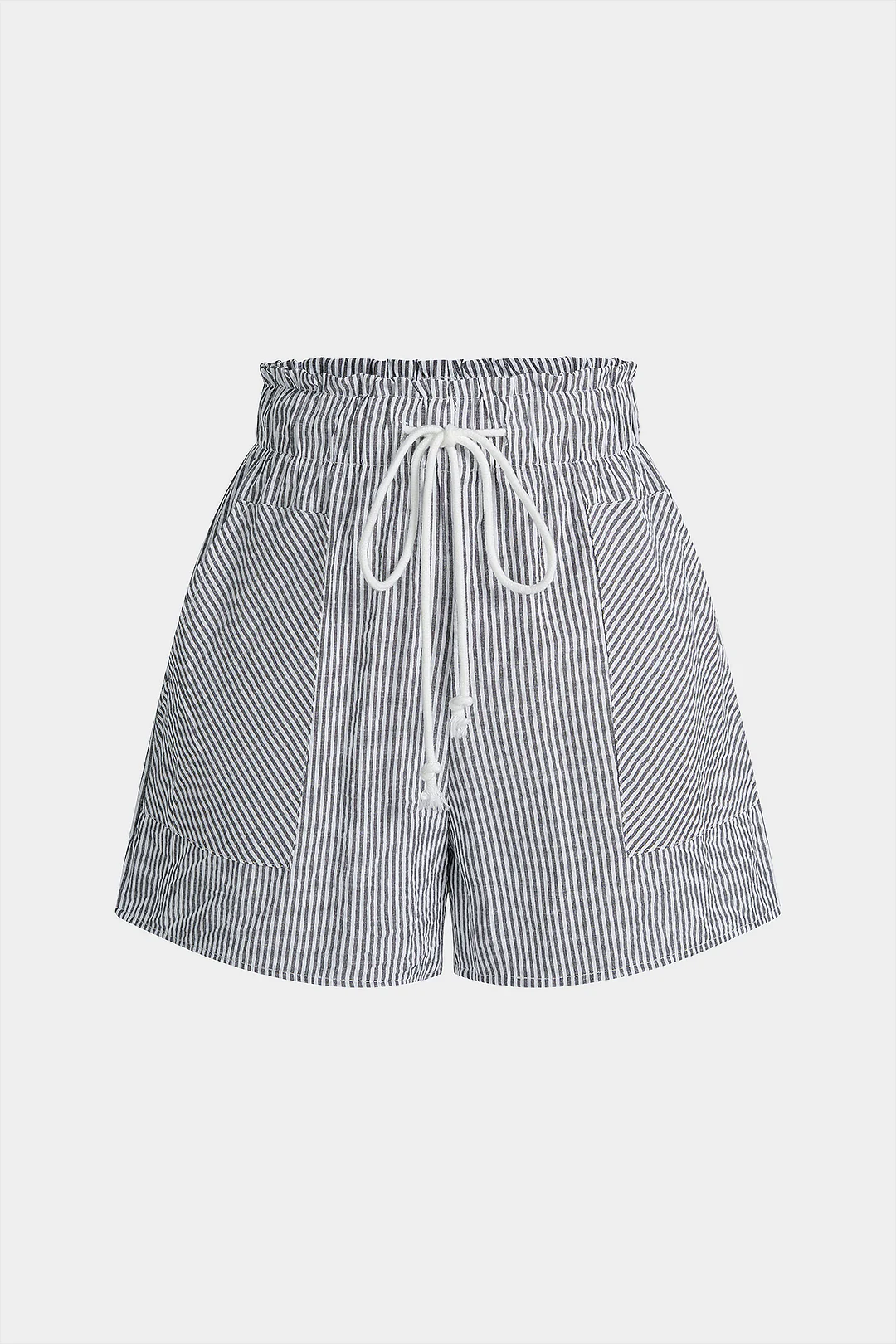 Stripes Print High Waist Pocket Shorts