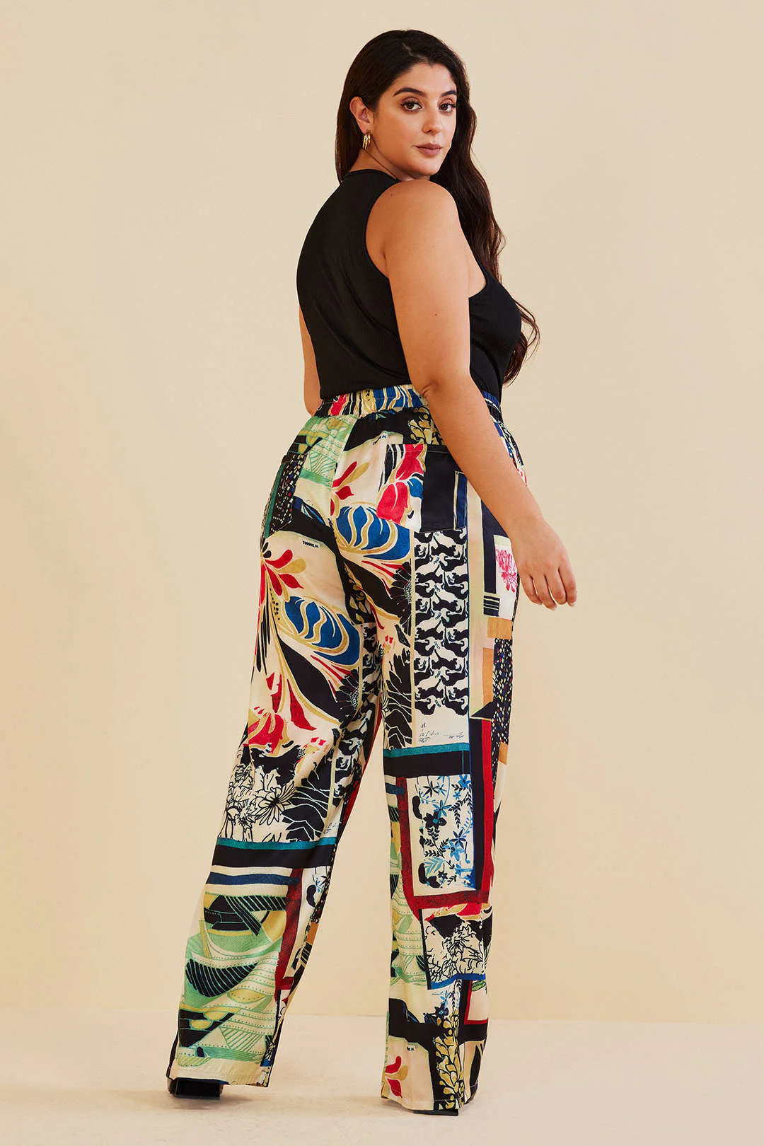 Plus Size Floral Print High Waisted Straight Leg Pants - Image 5