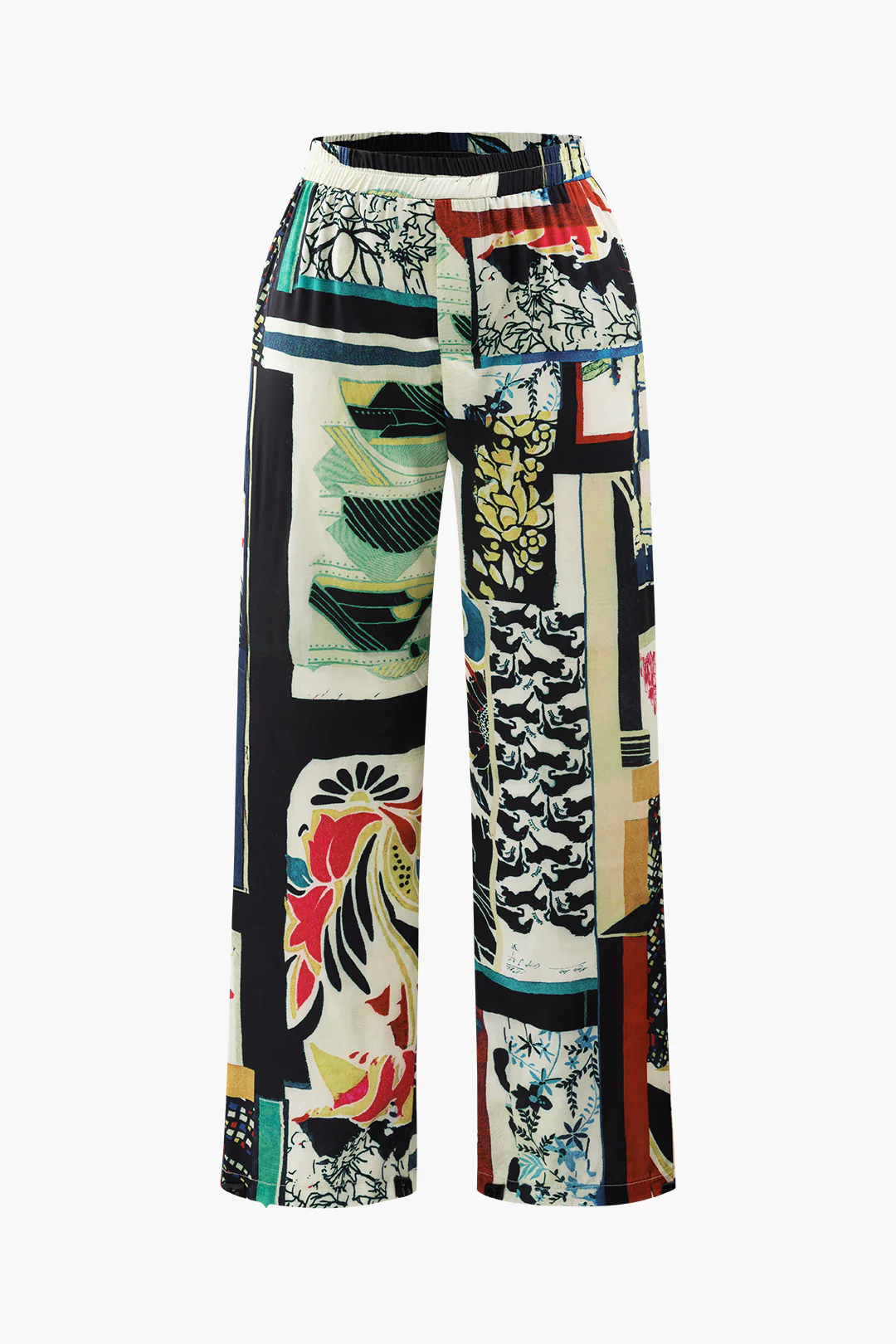 Plus Size Floral Print High Waisted Straight Leg Pants - Image 7