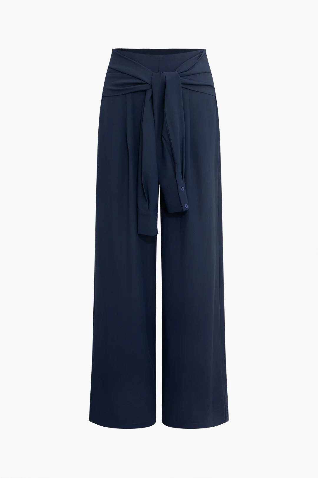 Solid Tie Front Trousers - Image 2