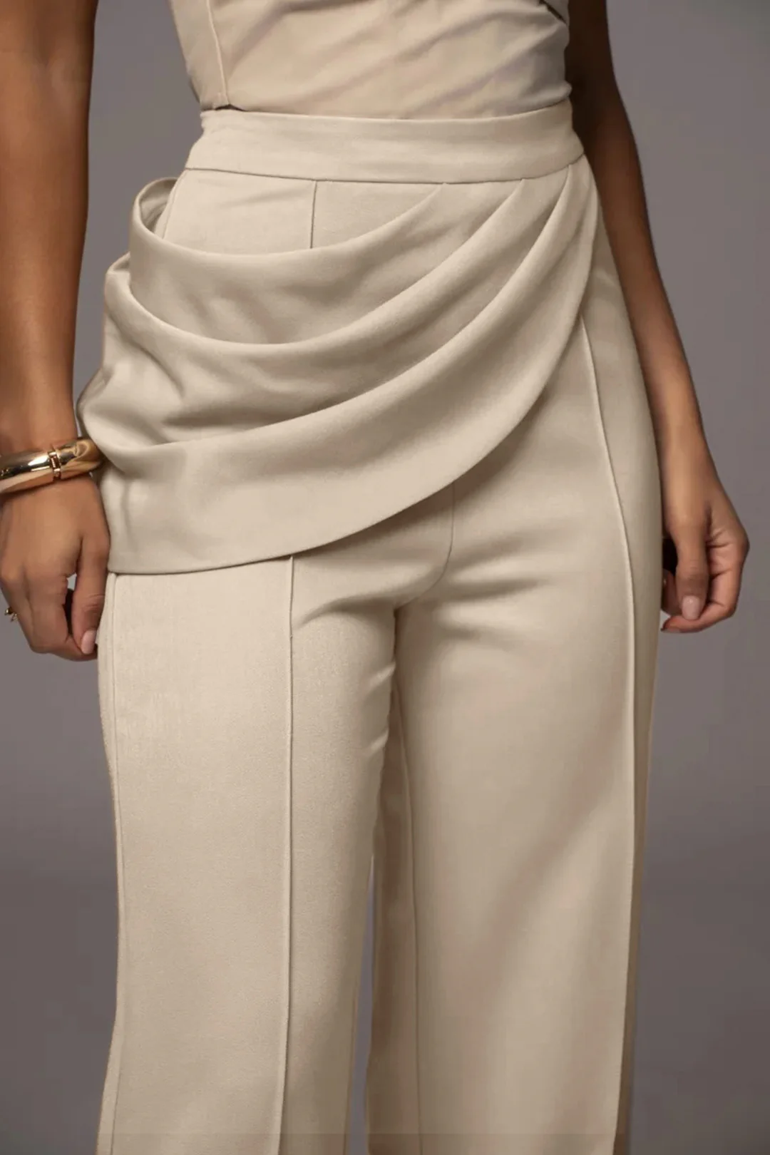 Solid Asymmetrical Trousers - Image 6