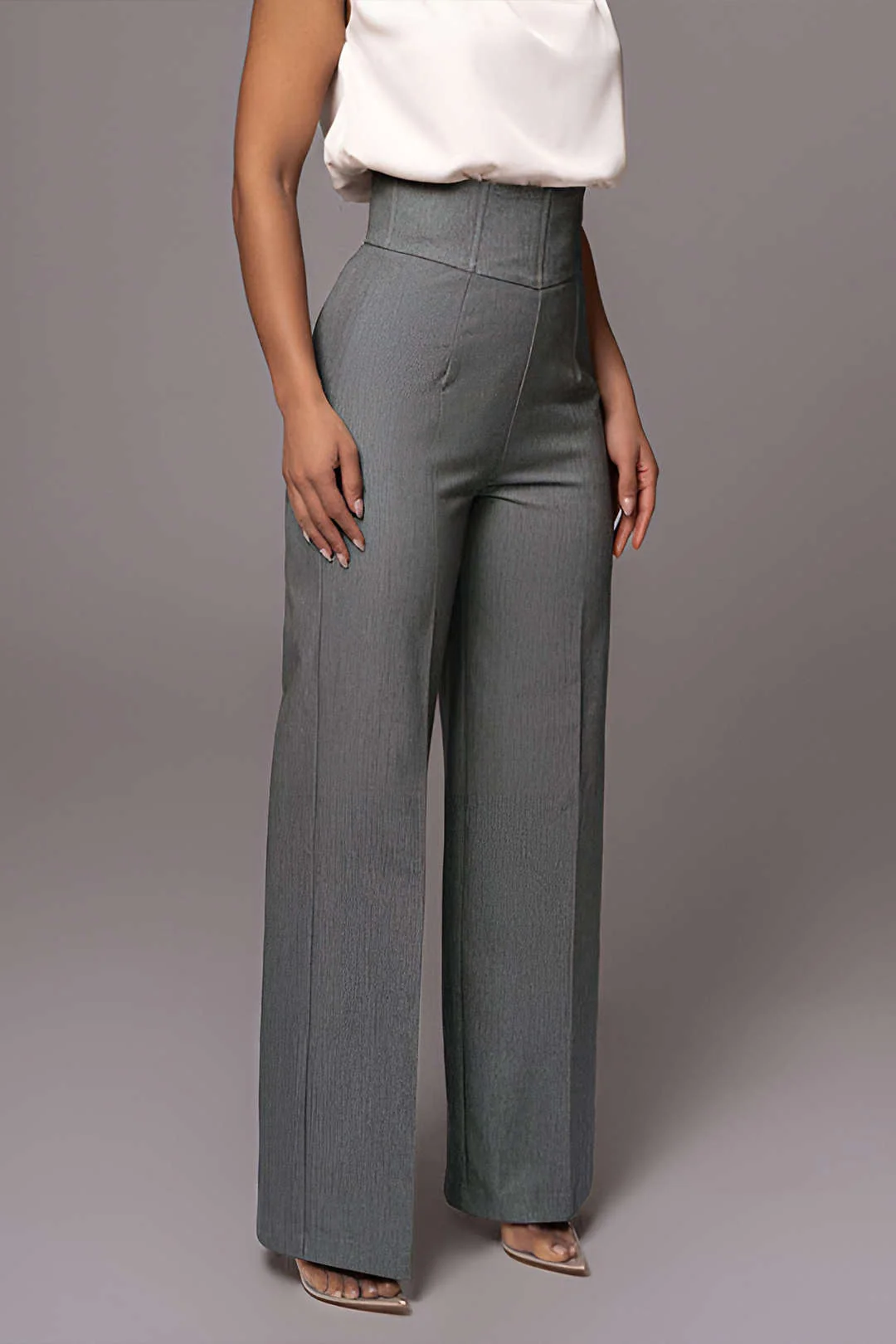 Basic High-Waisted Wide Leg Trousers - Image 13